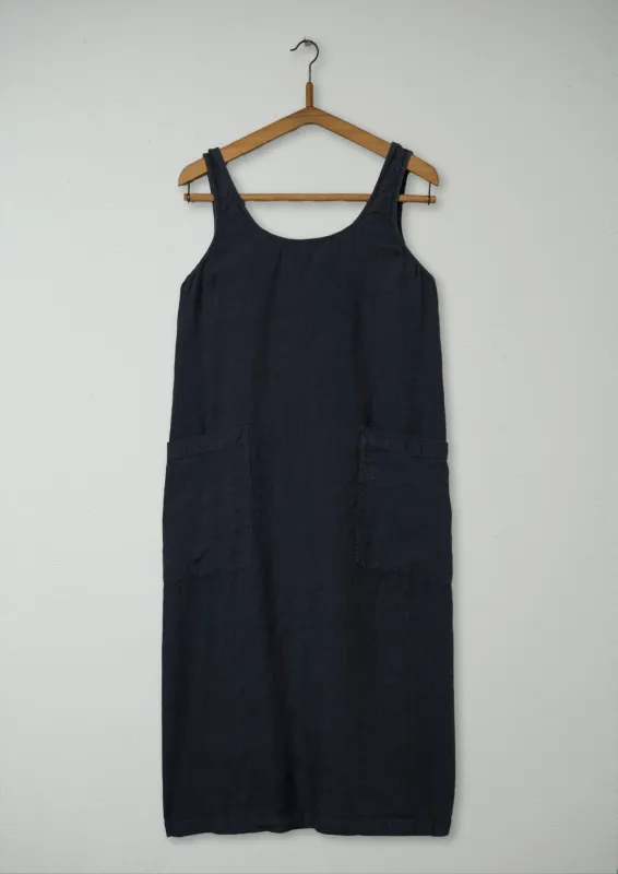 Reworn Linen Sun Dress Size S (897) | Asphalt sold by TOAST