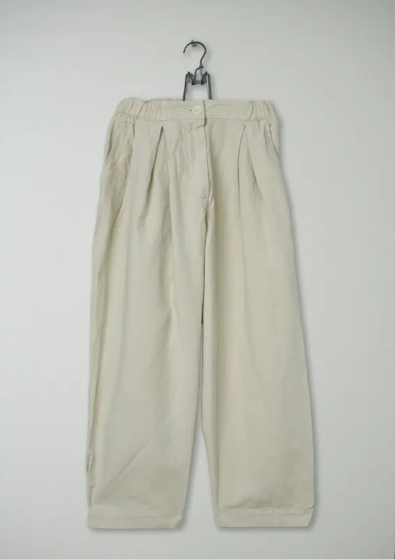 Reworn Cotton Linen Wide Leg Trousers Size S (536) | Parchment sold by TOAST