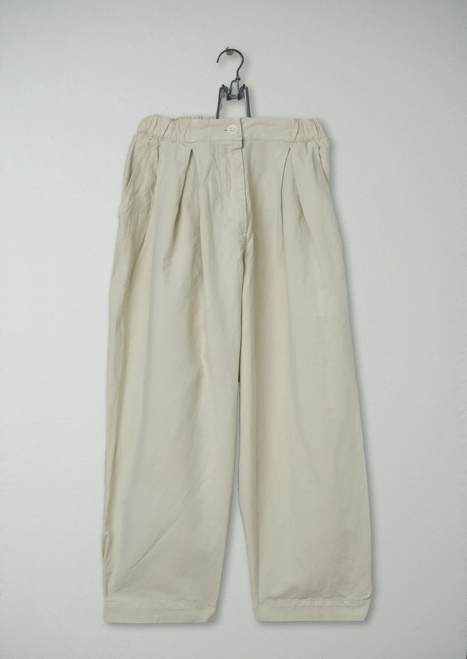 Reworn Cotton Linen Wide Leg Trousers Size S (536) | Parchment sold by TOAST