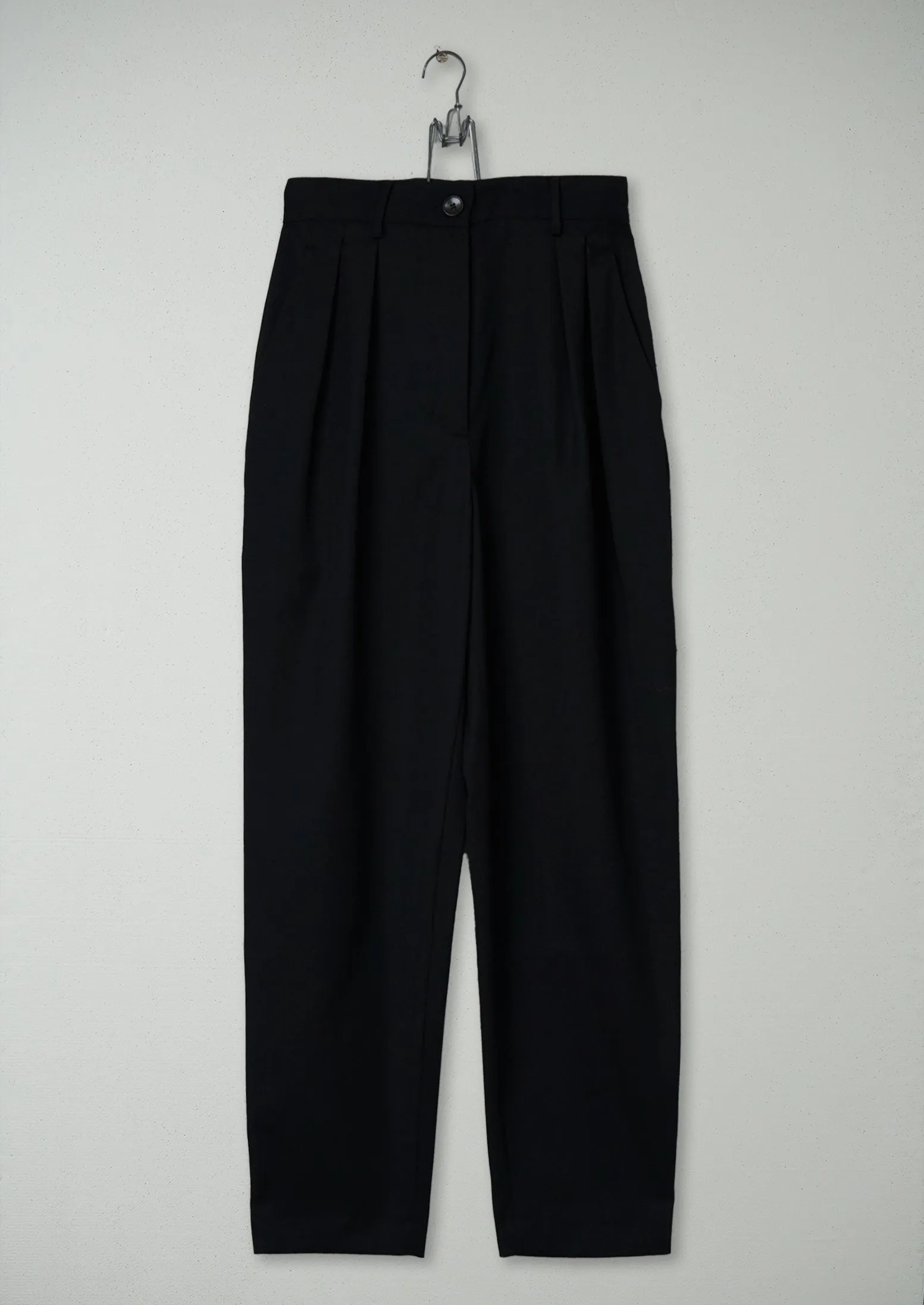Reworn Wool Gaberdine Trousers Size 8 (554) | Black sold by TOAST