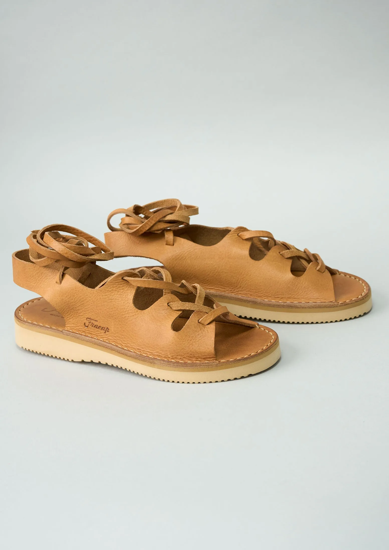 Reworn Fracap Lace Up Sandals Size 36 (263) | Tan sold by TOAST