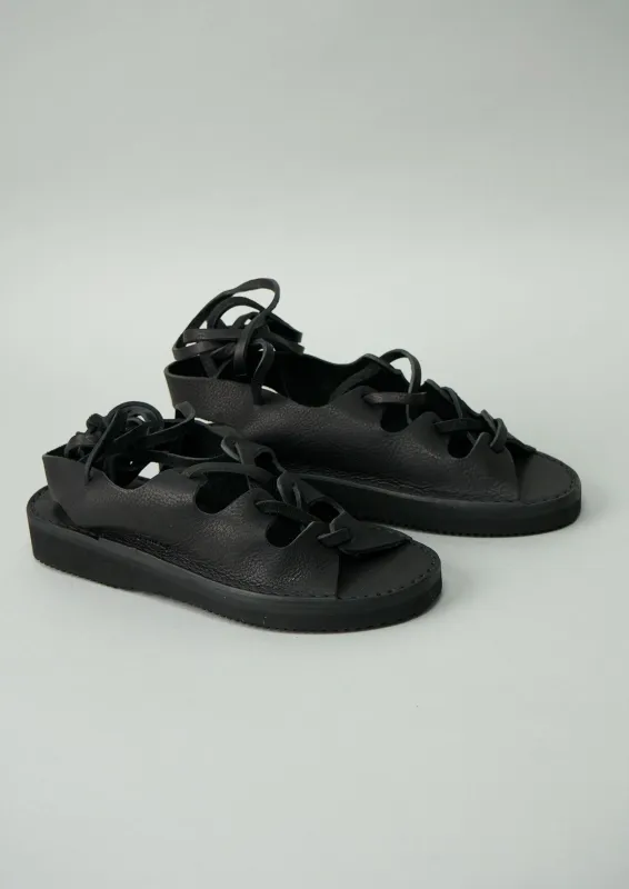 Reworn Fracap Lace Up Sandals Size 36 (264) | Black sold by TOAST
