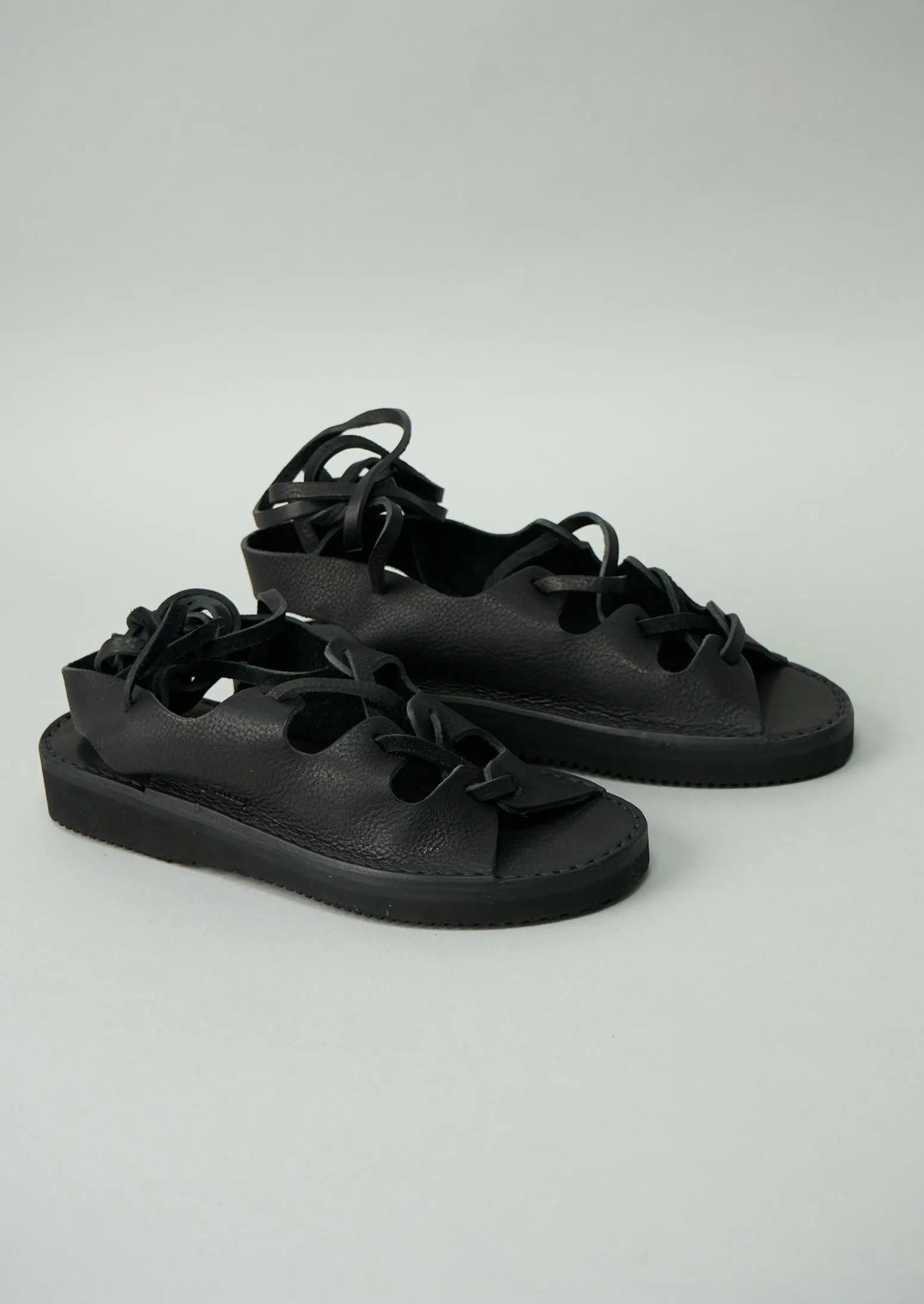 Reworn Fracap Lace Up Sandals Size 36 (264) | Black sold by TOAST