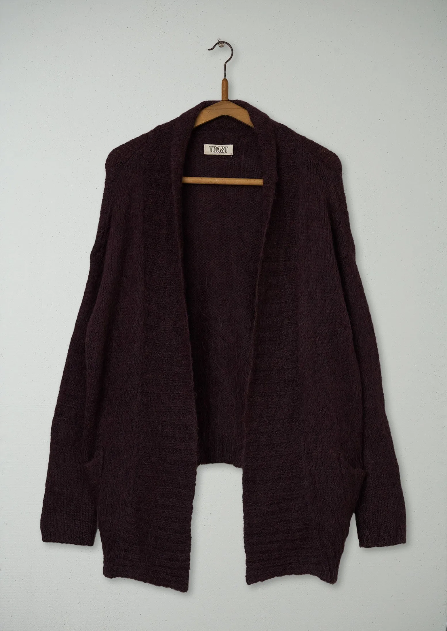 Reworn Suri Cardigan Size 8 (322) | Aubergine sold by TOAST