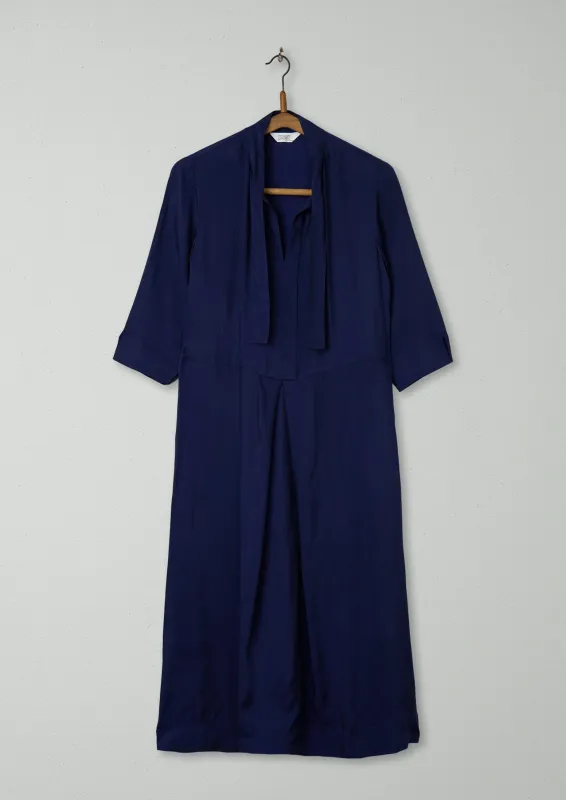Reworn Tie Neck Dress Size 6 (922) | Royal Blue sold by TOAST