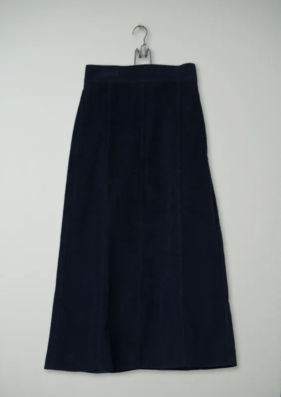 Reworn Cord Skirt Size 6 (164) | Dark Navy made by TOAST