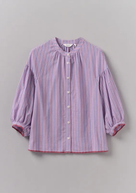 Harmony Stripe Hand Woven Mulmul Shirt | Mauve sold by TOAST