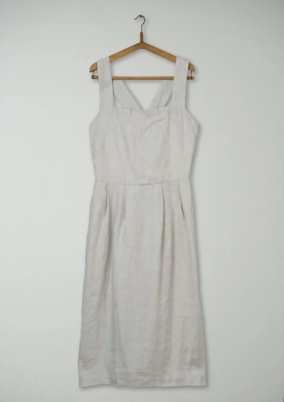 Reworn Linen Twill Dress Size 16 (916) | Parchment sold by TOAST