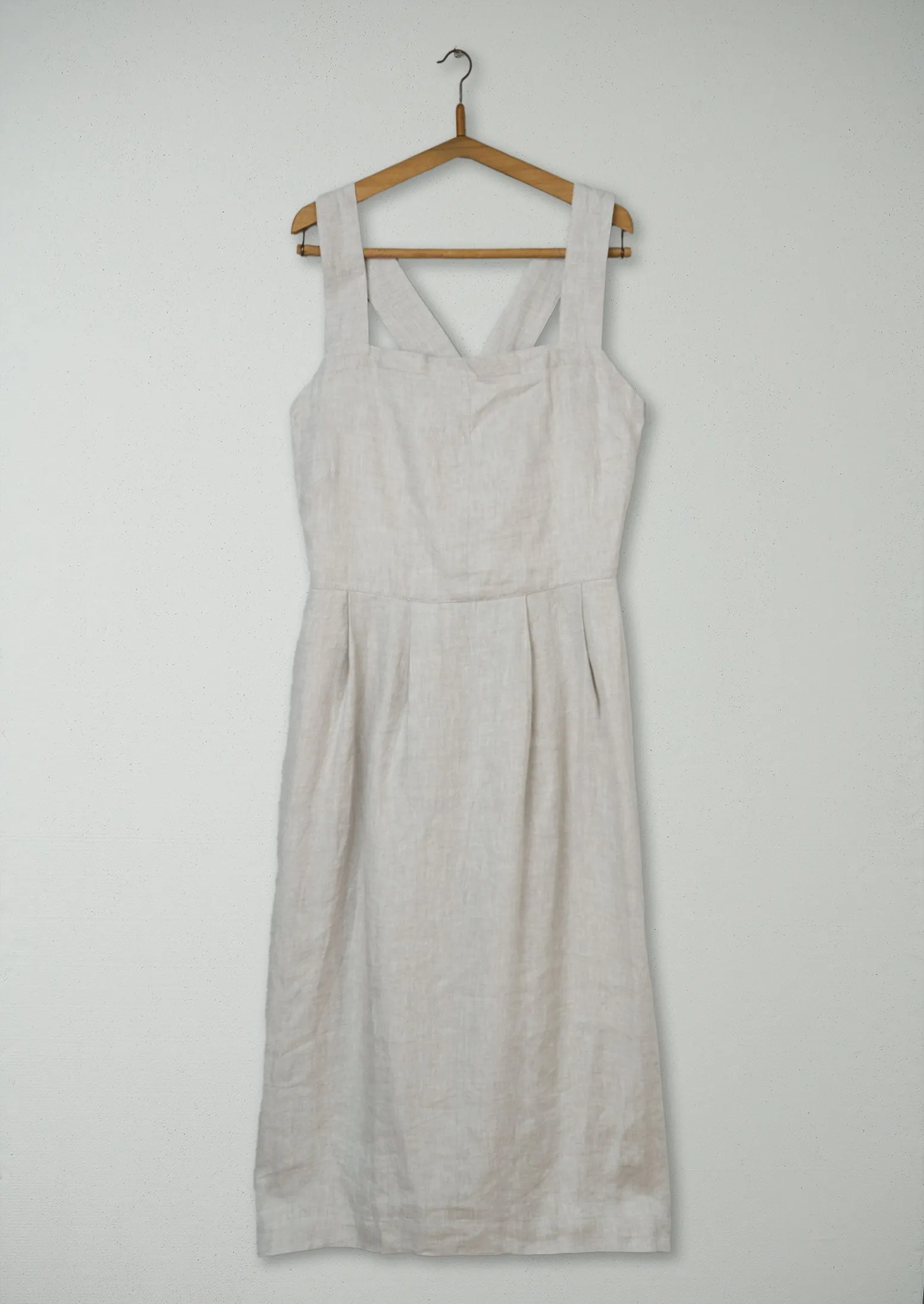 Reworn Linen Twill Dress Size 16 (916) | Parchment sold by TOAST