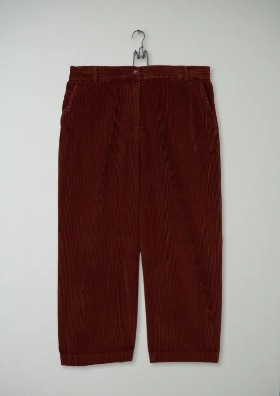 Reworn Cord Wide Leg Trousers Size 18 (552) | Chestnut sold by TOAST