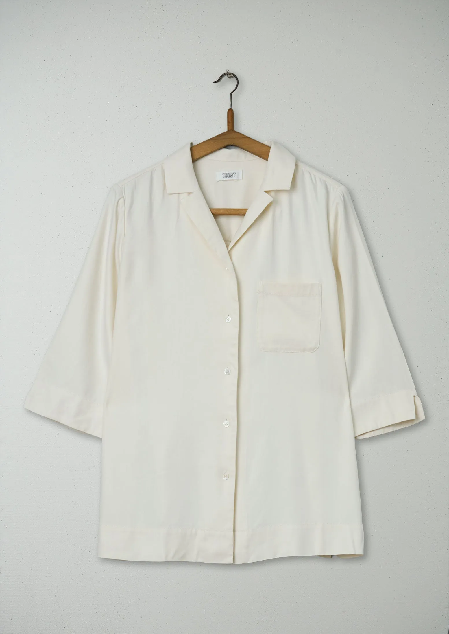 Reworn Herringbone PJ Silk Shirt Size 16 (503) | Milky White sold by TOAST