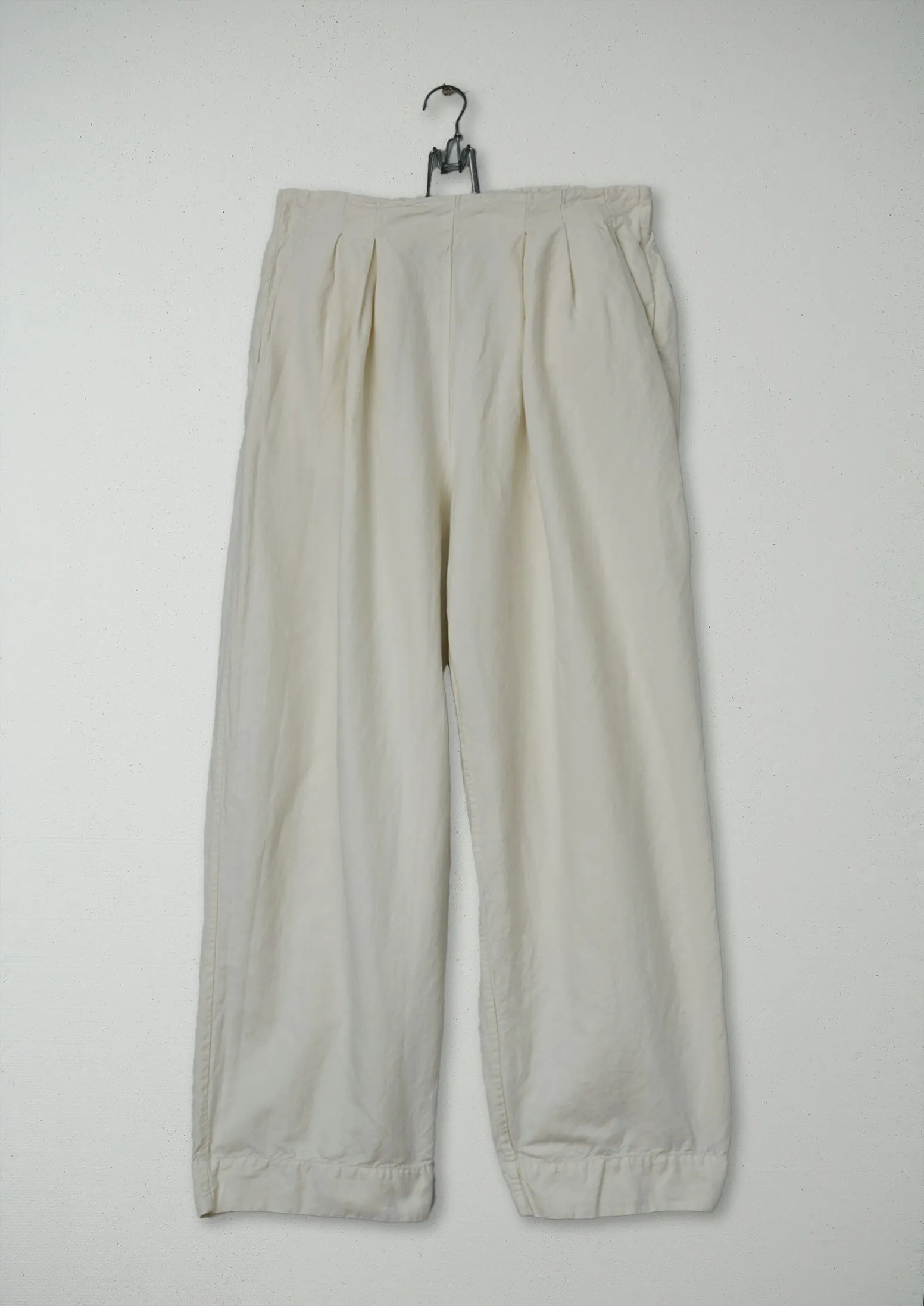 Reworn Cotton Linen Wide Leg Trousers Size 10 (580) | Parchment sold by TOAST