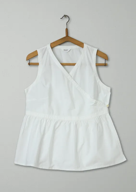 Reworn Poplin Wrap Top Size 16 (477) | Pure White sold by TOAST