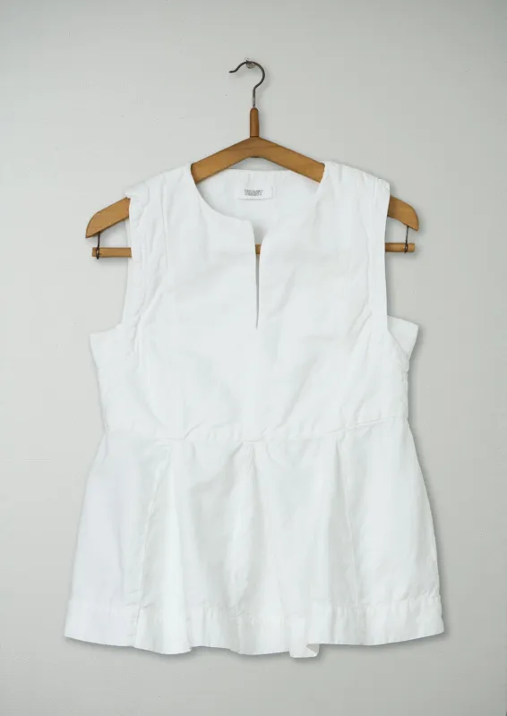 Reworn Cotton Linen Pleat Top Size 6 (472) | White sold by TOAST