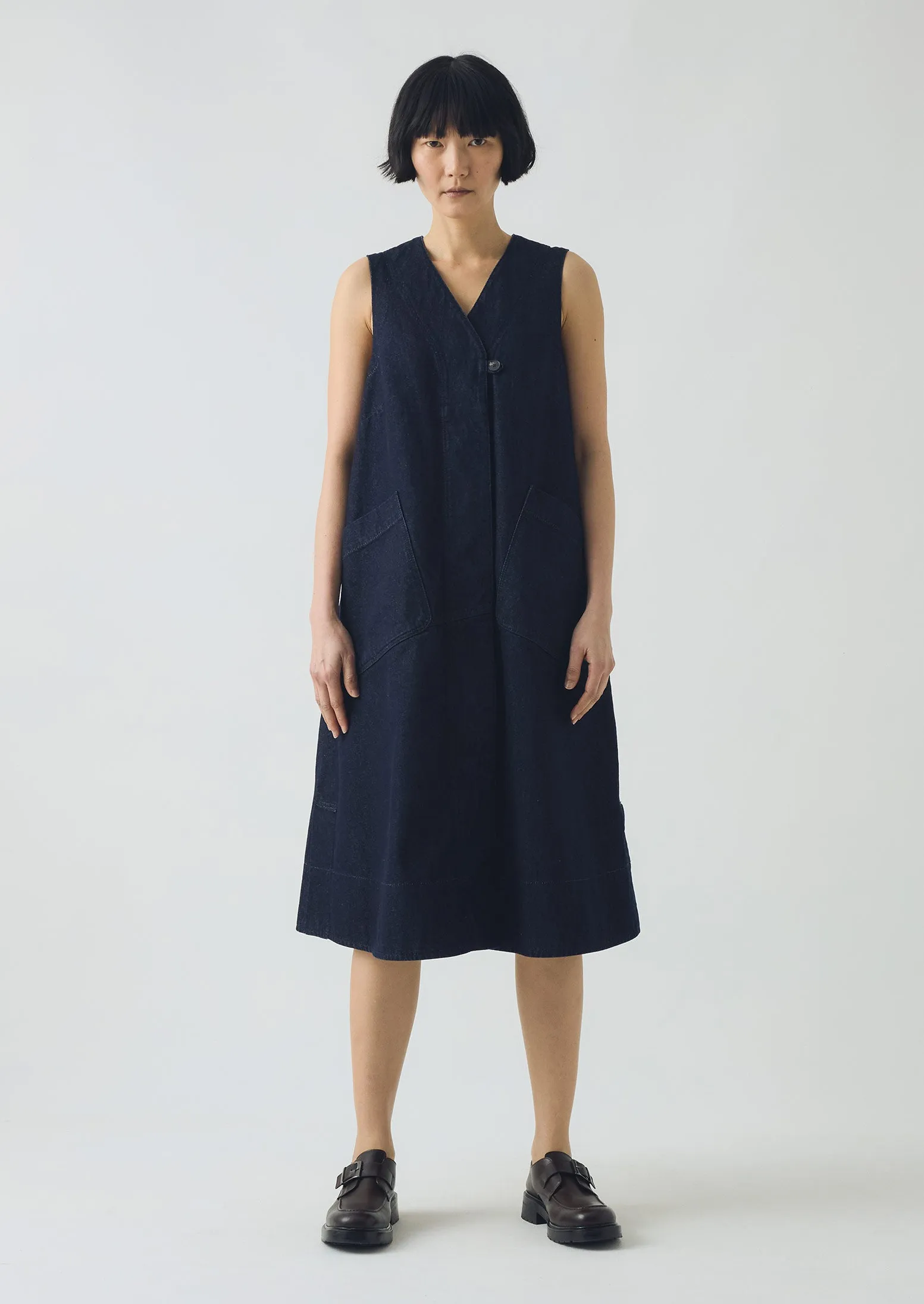 A Line Denim Tunic Dress | Indigo sold by TOAST product image thumbnail 2