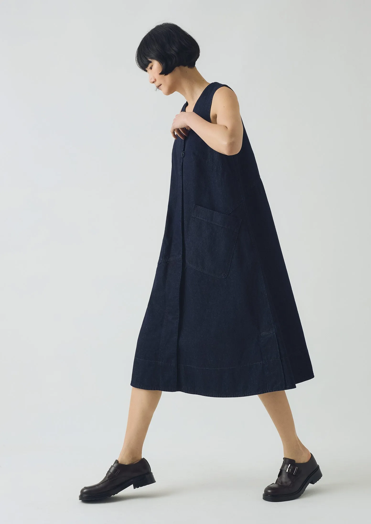 A Line Denim Tunic Dress | Indigo sold by TOAST product image thumbnail 3