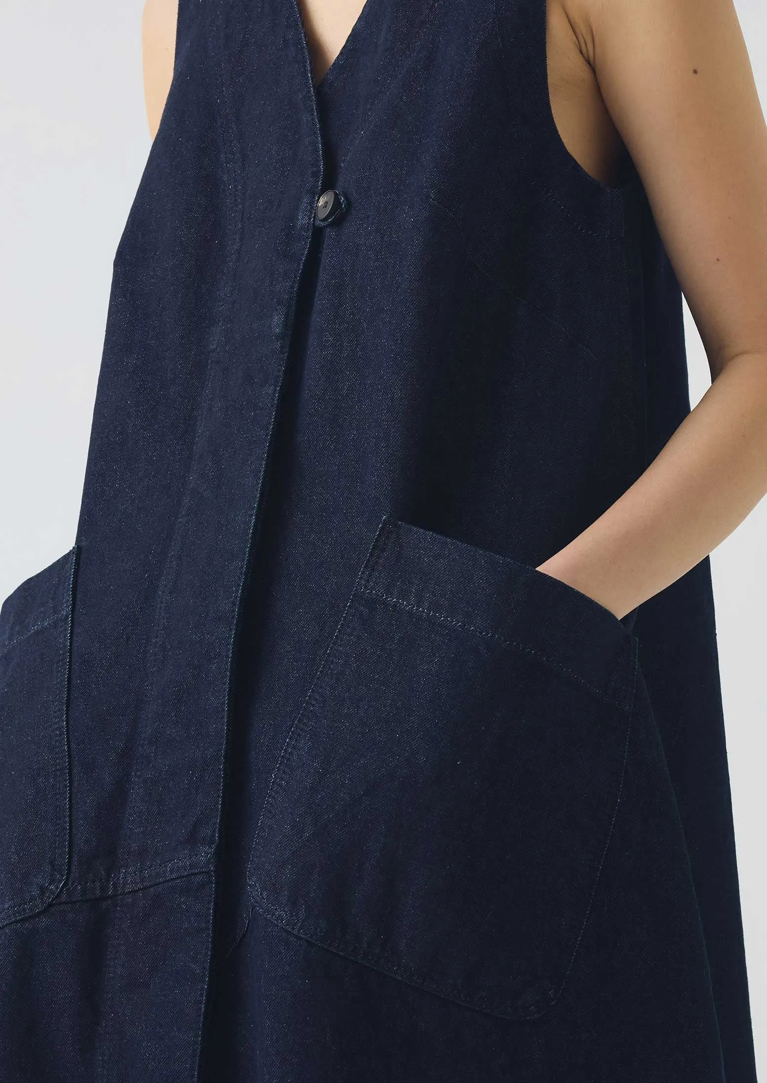 A Line Denim Tunic Dress | Indigo sold by TOAST product image thumbnail 4