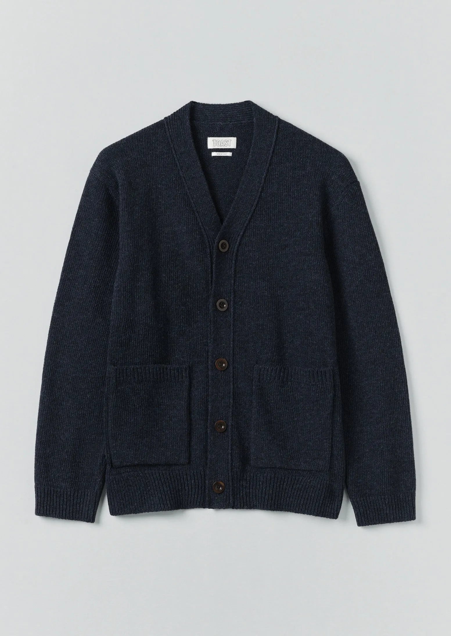 Melange Wool Cardigan | Navy Melange sold by TOAST