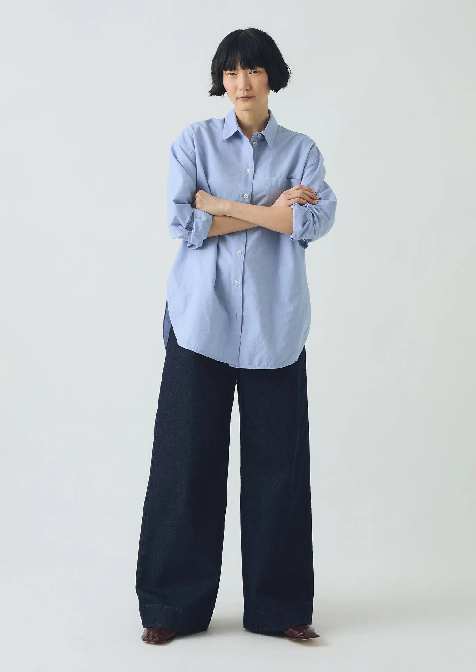 Cotton Oxford Oversized Long Shirt | Chambray Blue sold by TOAST product image thumbnail 3
