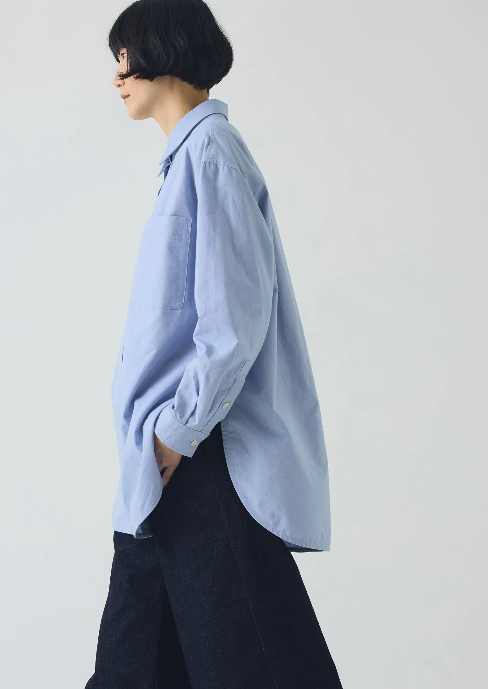 Cotton Oxford Oversized Long Shirt | Chambray Blue sold by TOAST product image thumbnail 2