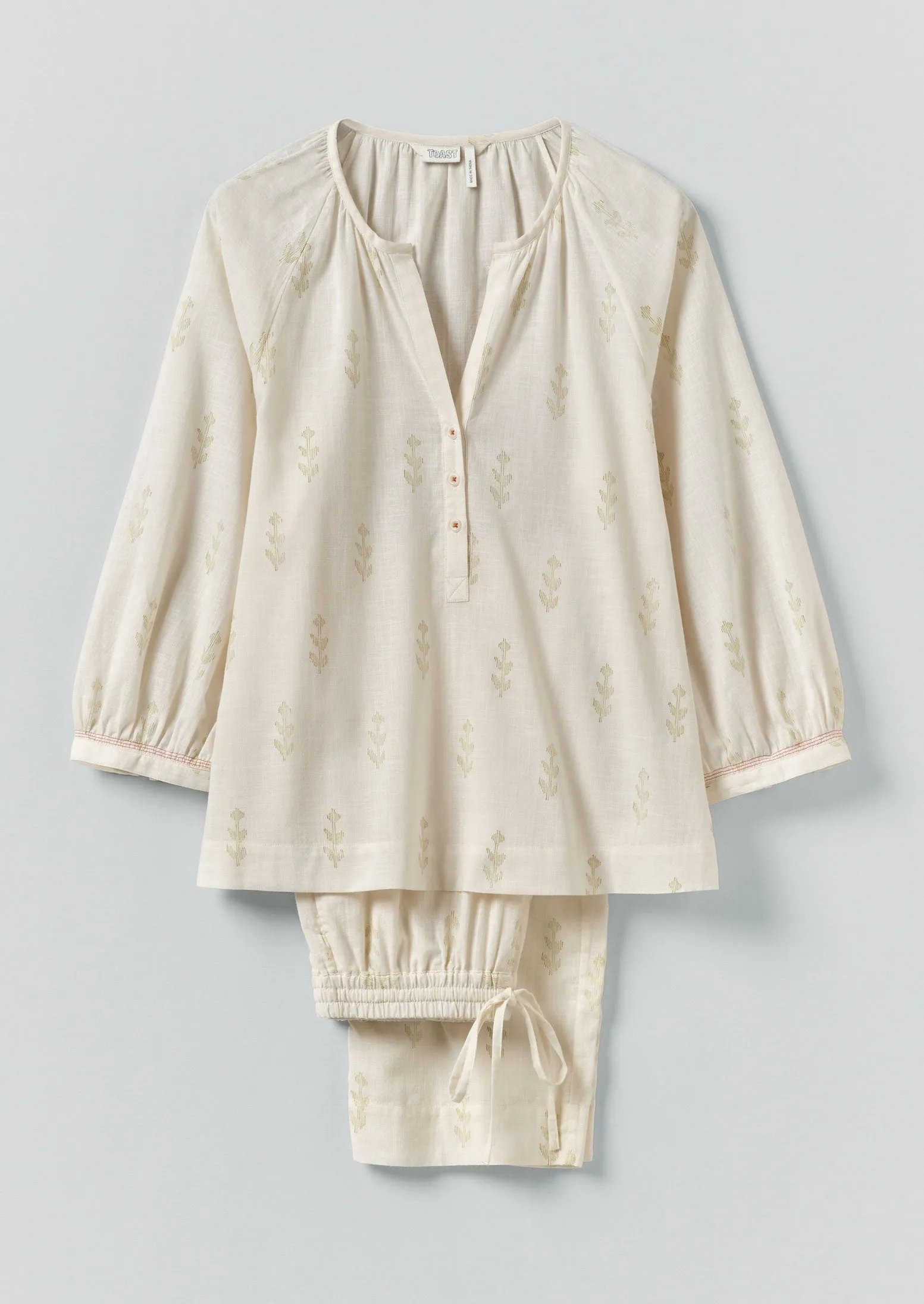 Etched Sprig Print Pyjama Set | Ecru/Citrine sold by TOAST
