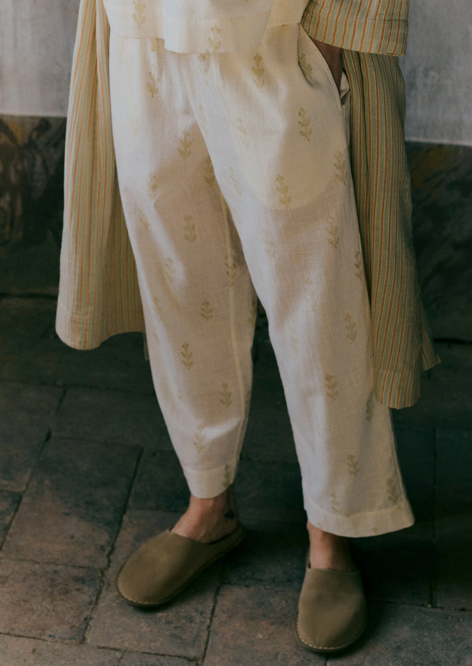 Etched Sprig Print Pyjama Set | Ecru/Citrine sold by TOAST product image thumbnail 3