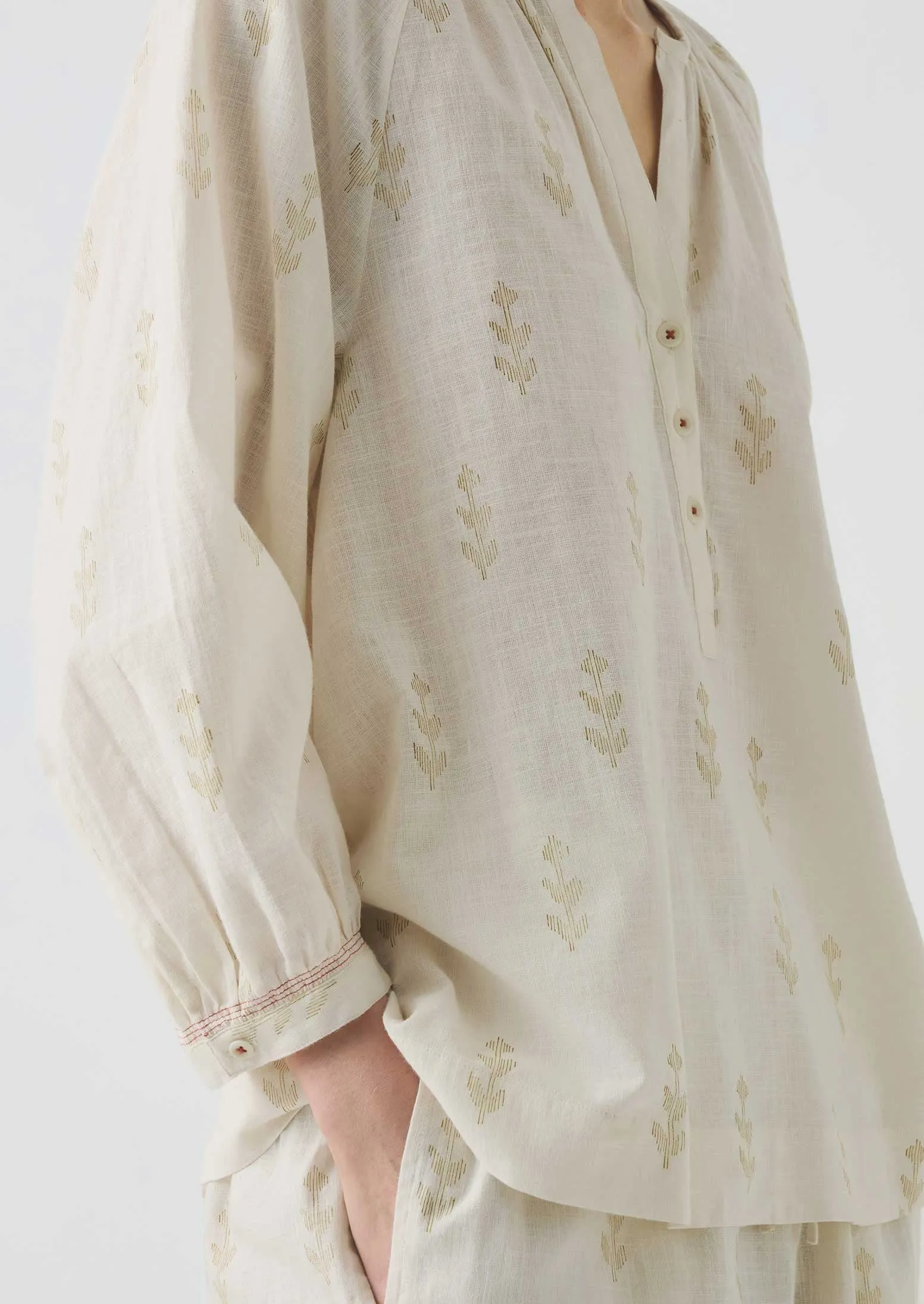 Etched Sprig Print Pyjama Set | Ecru/Citrine sold by TOAST product image thumbnail 4