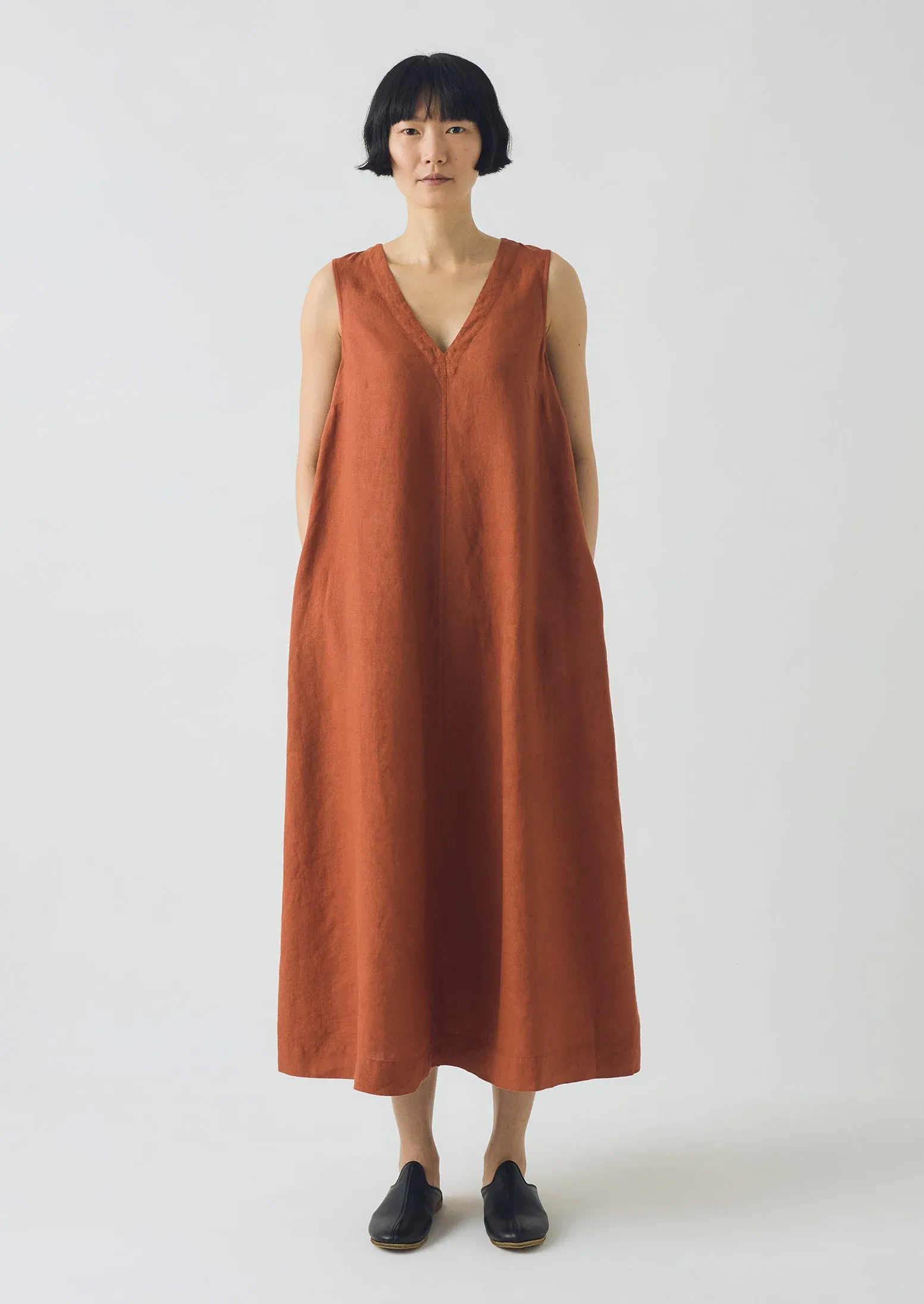 Garment Dyed Linen Sleeveless Dress | Burnt Sienna sold by TOAST product image thumbnail 4
