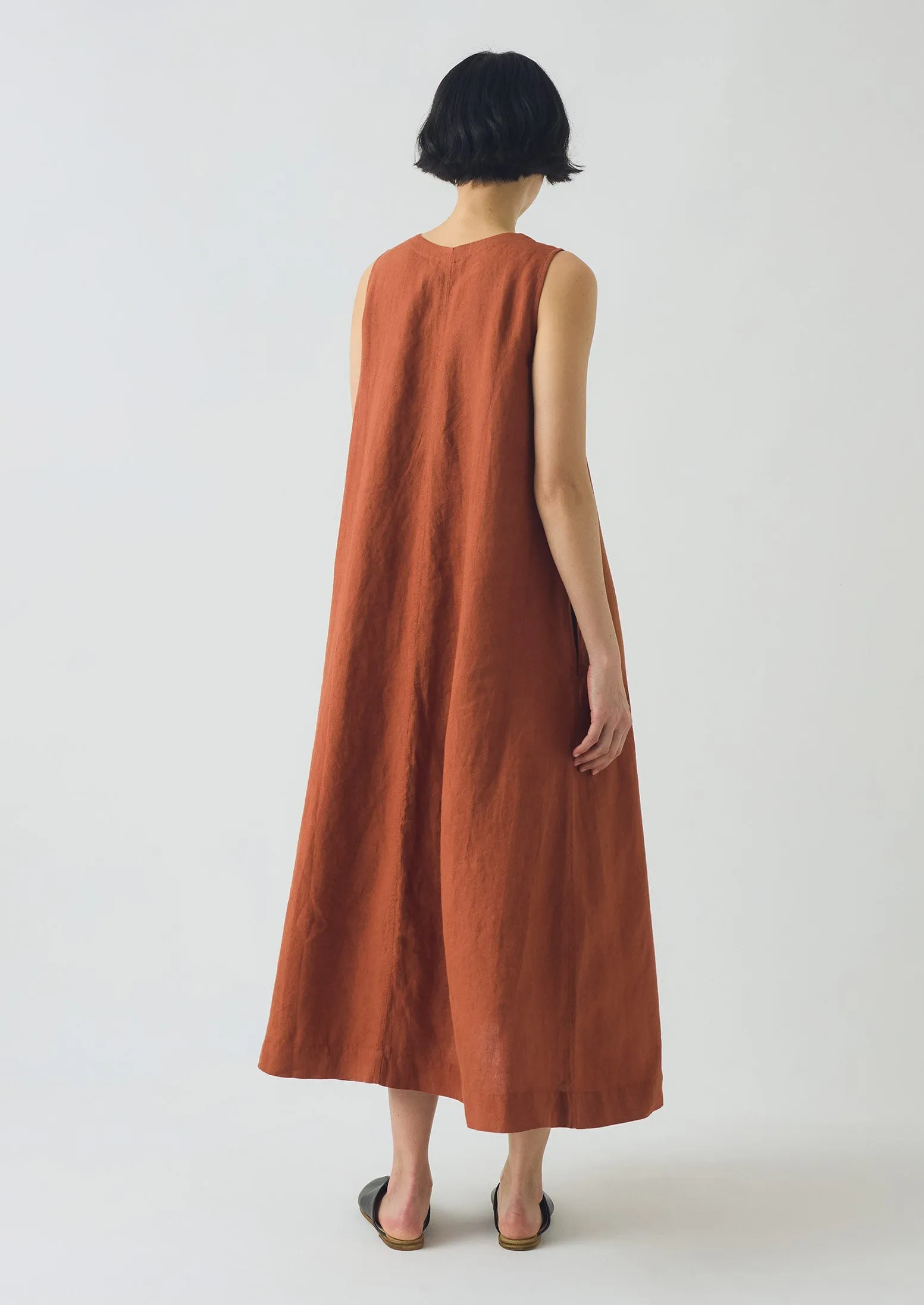 Garment Dyed Linen Sleeveless Dress | Burnt Sienna sold by TOAST product image thumbnail 5