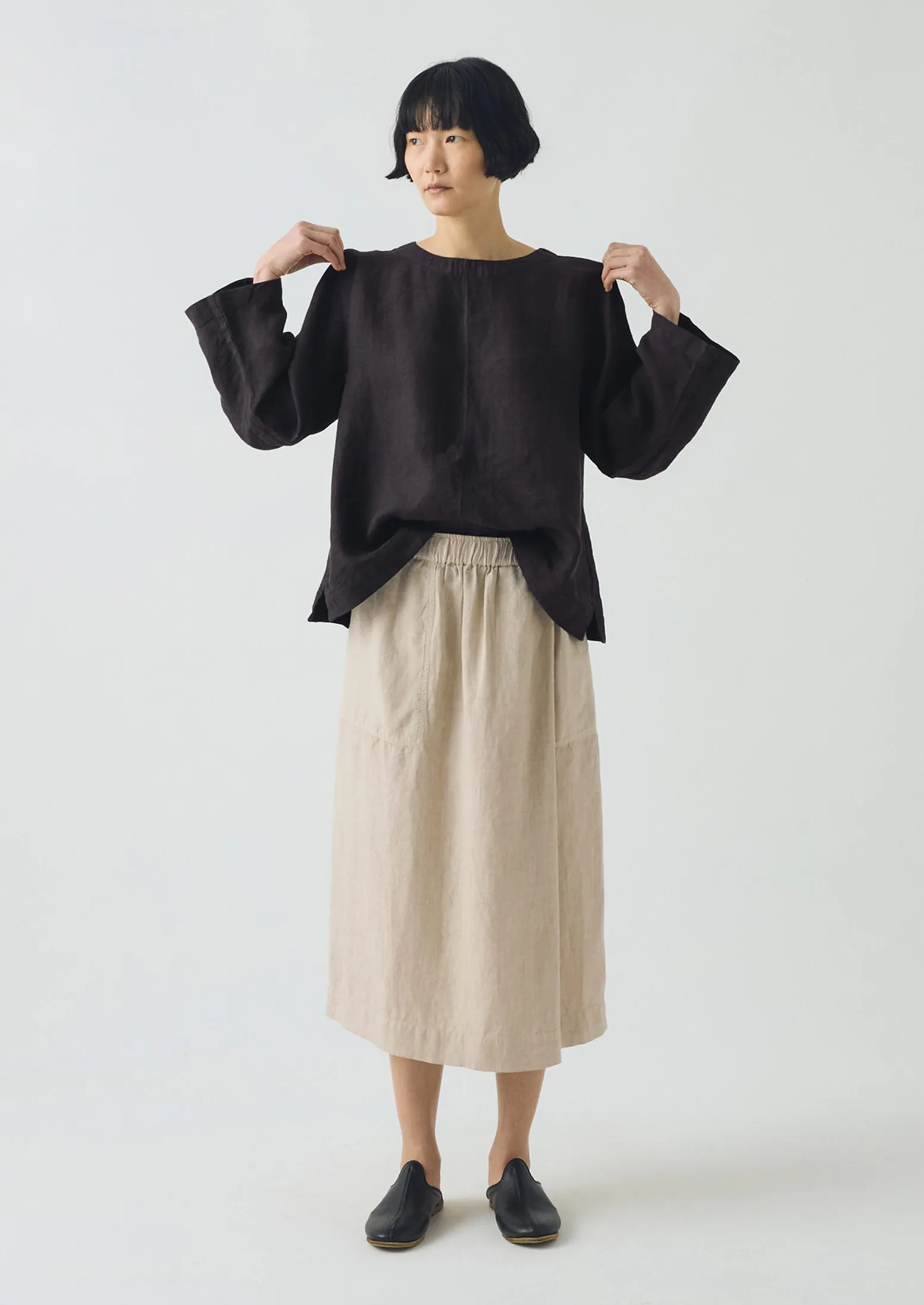 Garment Dyed Linen Wrap Skirt | Sand sold by TOAST product image thumbnail 3