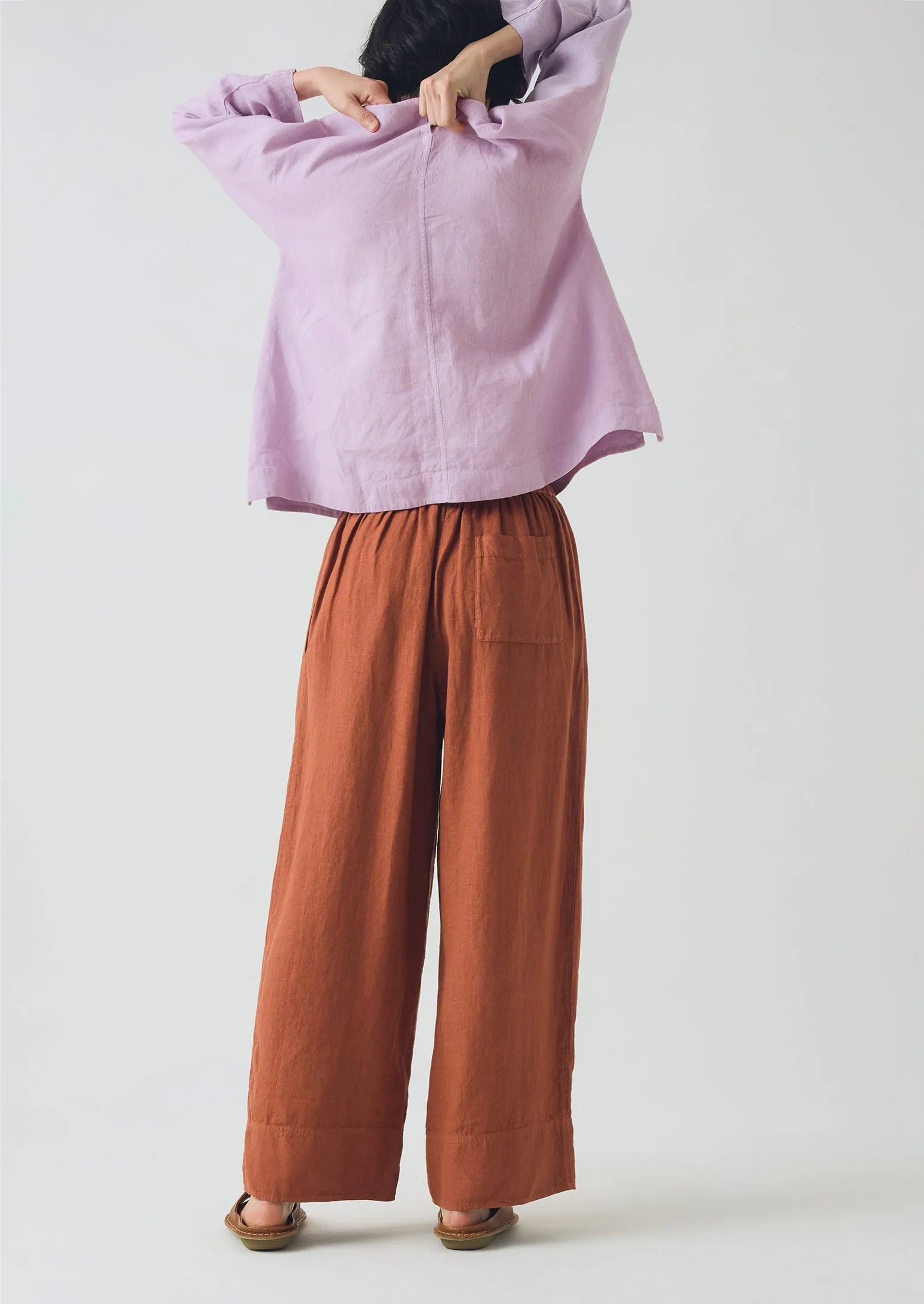 Garment Dyed Linen Wide Trousers | Burnt Sienna sold by TOAST product image thumbnail 3