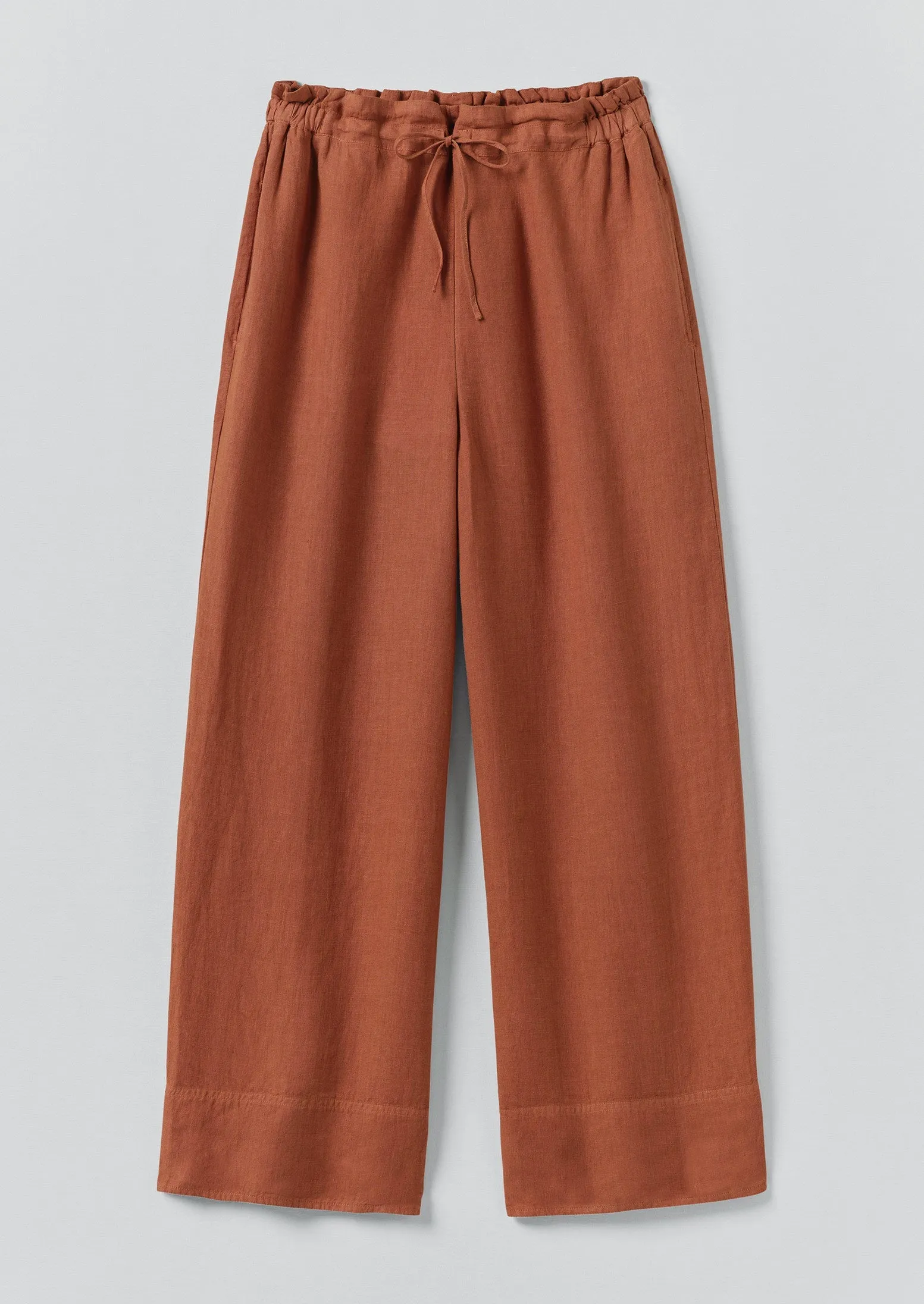 Garment Dyed Linen Wide Trousers | Burnt Sienna sold by TOAST