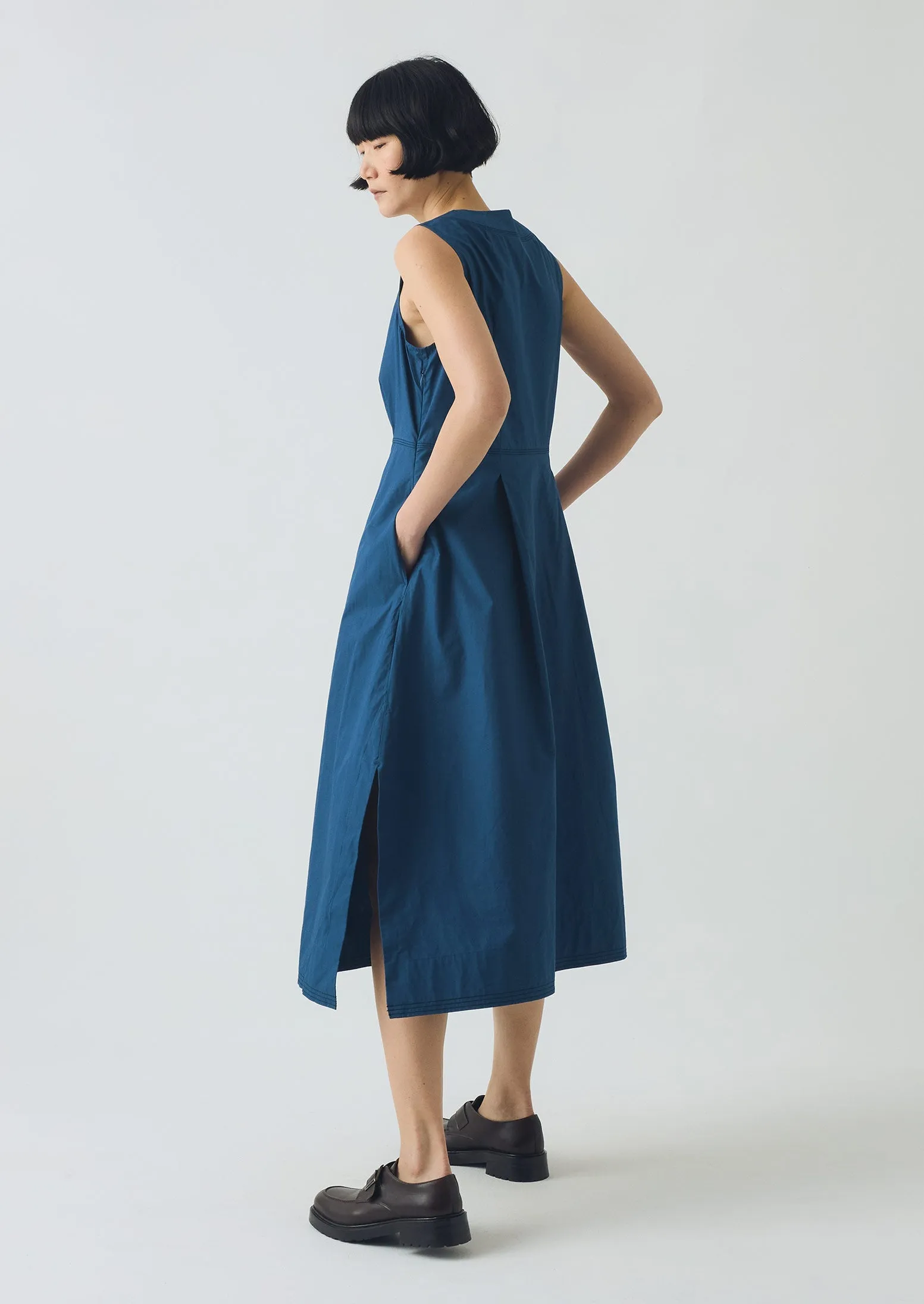 Pleated Waist Cotton Dress | Iris Blue sold by TOAST product image thumbnail 3