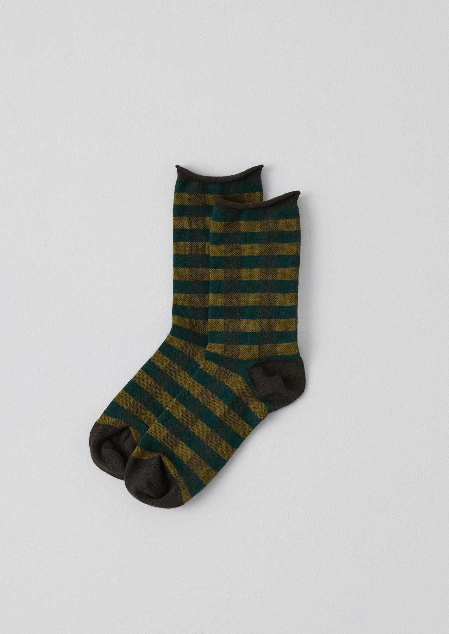 Check Cotton Cashmere Socks | Olive Multi sold by TOAST