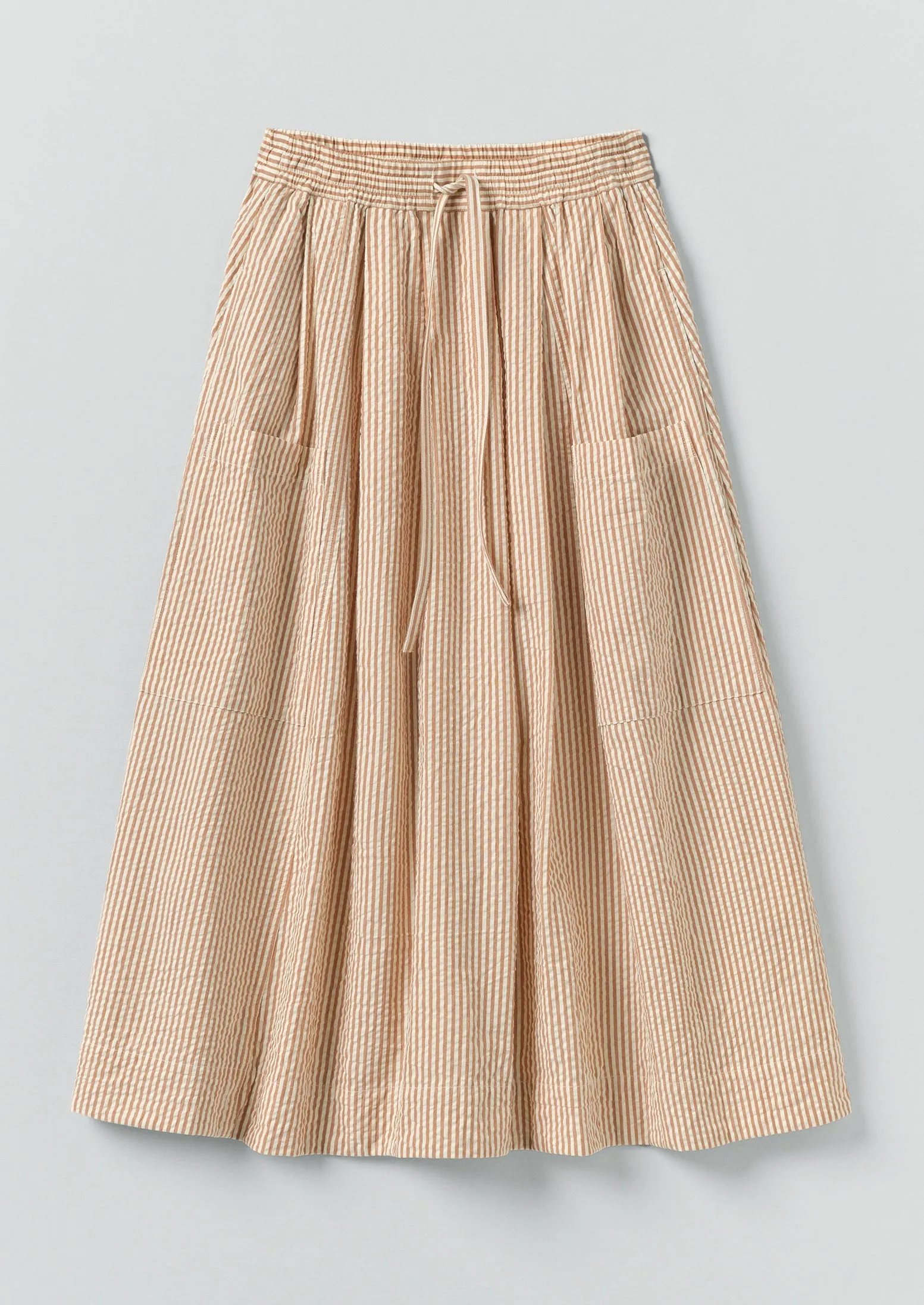 Stripe Cotton Seersucker Patch Pocket Skirt | Terracotta/Ecru sold by TOAST