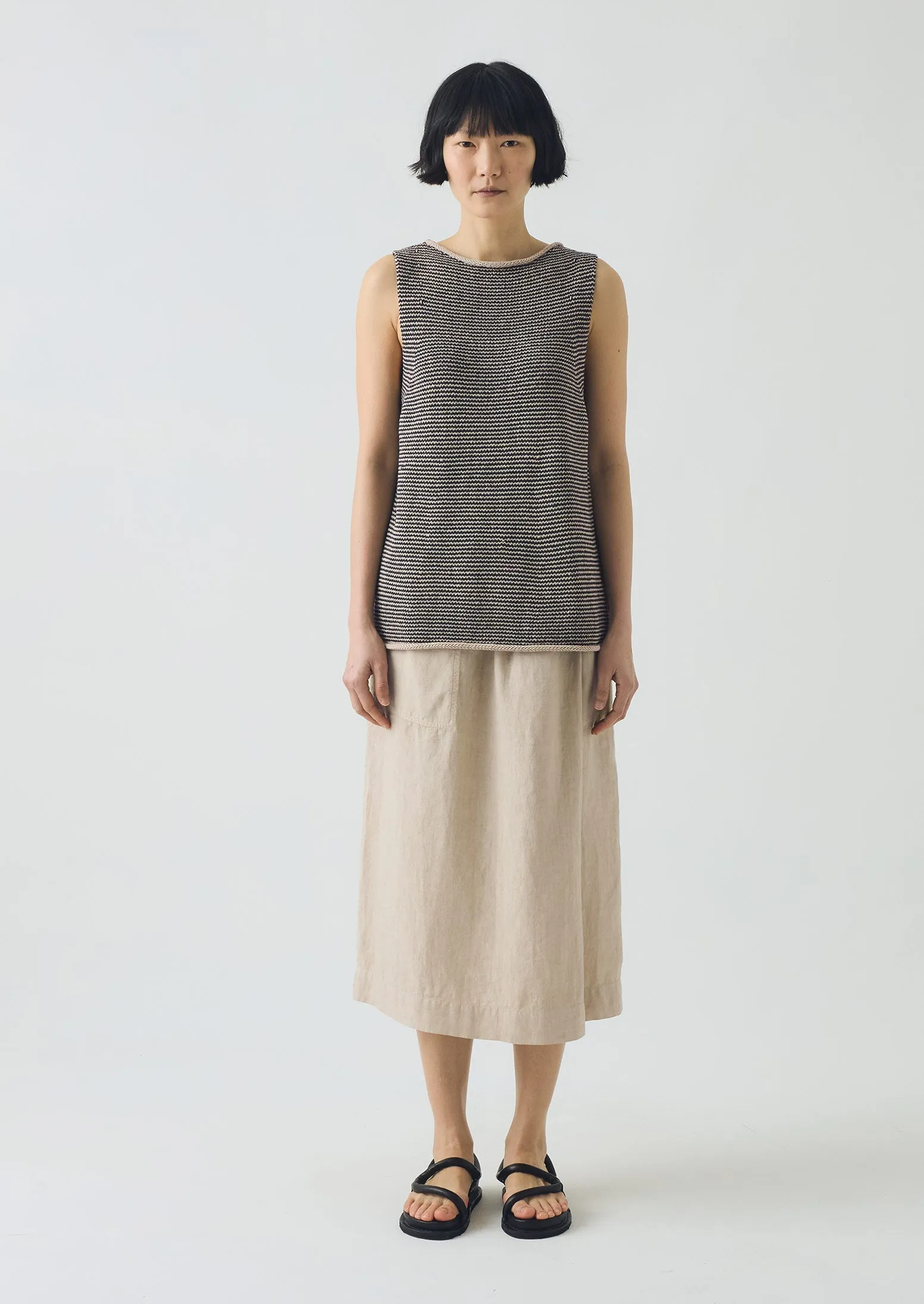 Stripe Linen Cotton Knitted Tank | Navy/Putty sold by TOAST product image thumbnail 2