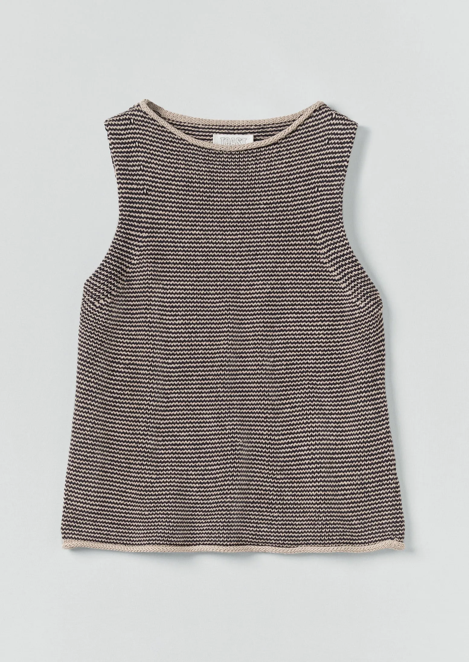 Stripe Linen Cotton Knitted Tank | Navy/Putty sold by TOAST