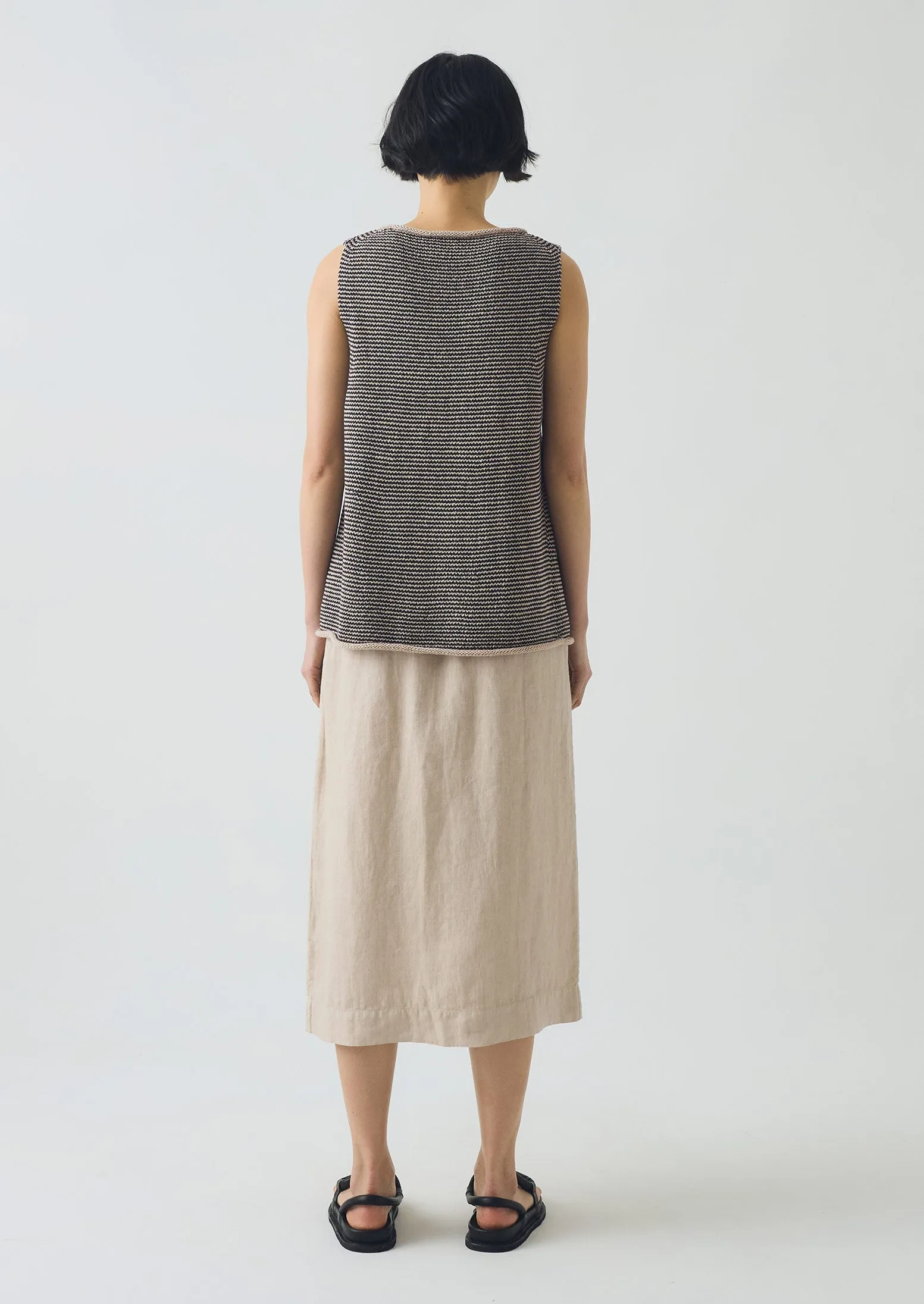 Stripe Linen Cotton Knitted Tank | Navy/Putty sold by TOAST product image thumbnail 4