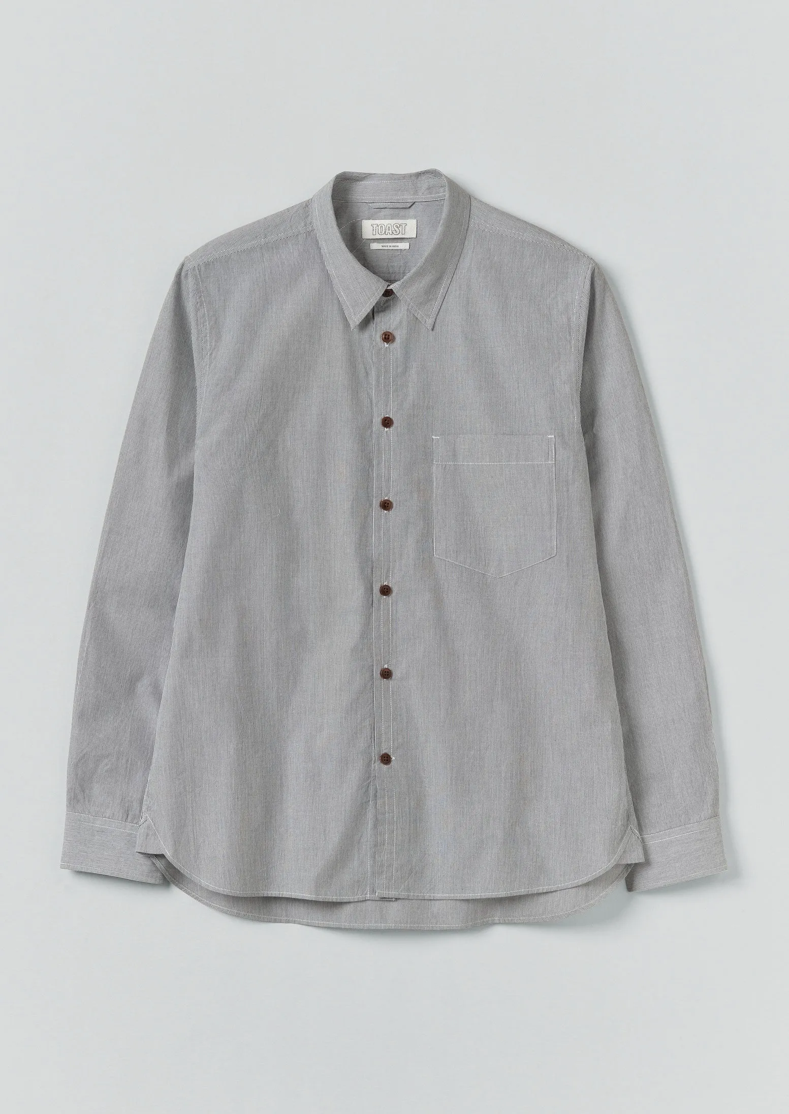 Fine Stripe Cotton Shirt | Ecru/Slate sold by TOAST