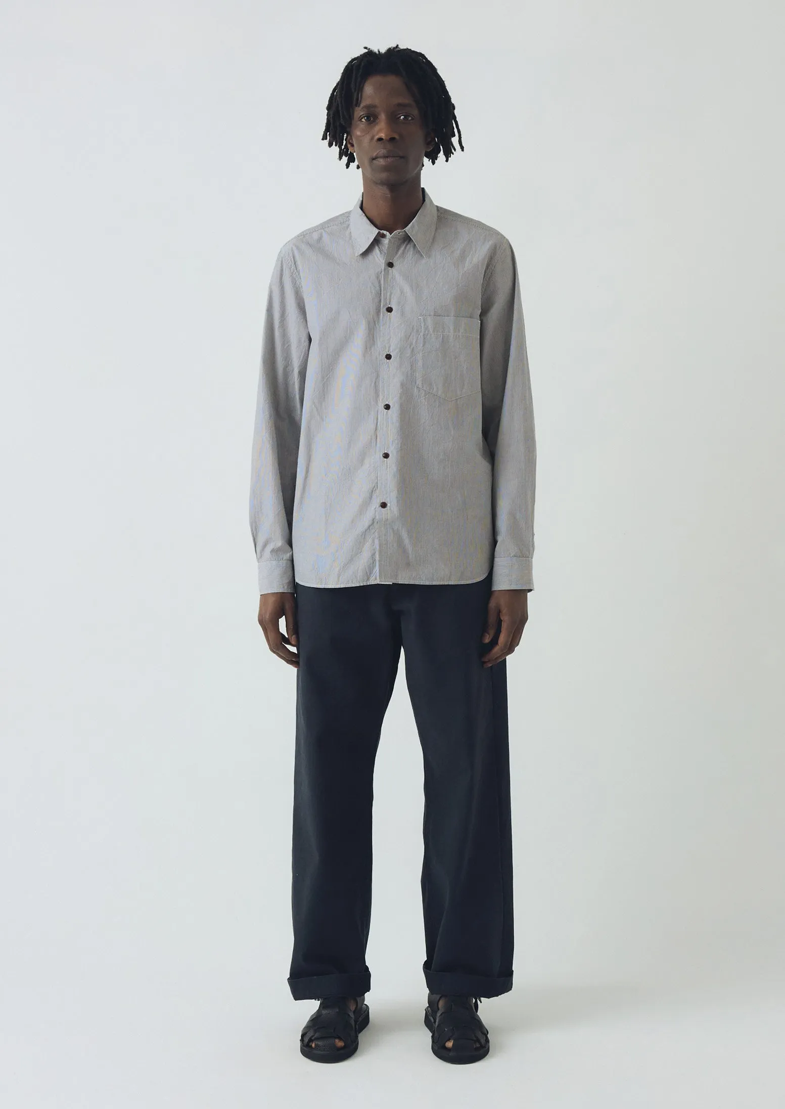 Fine Stripe Cotton Shirt | Ecru/Slate sold by TOAST product image thumbnail 3
