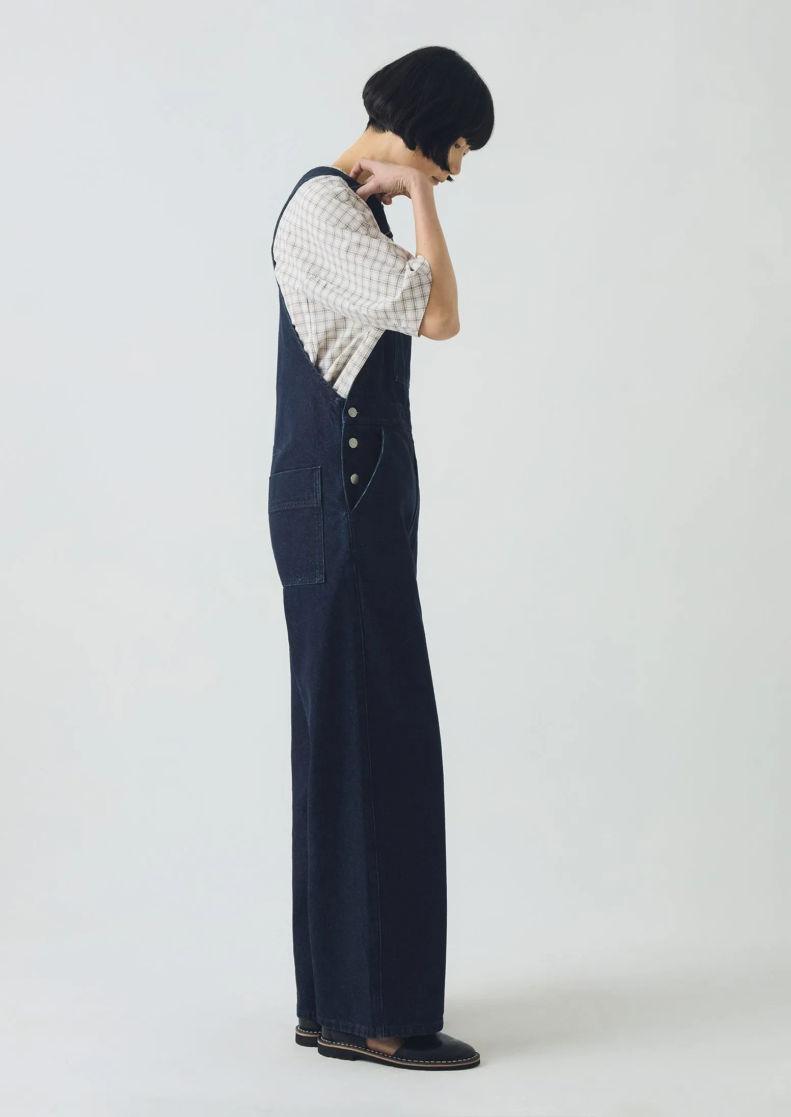 Patch Pocket Denim Dungarees | Indigo sold by TOAST product image thumbnail 3