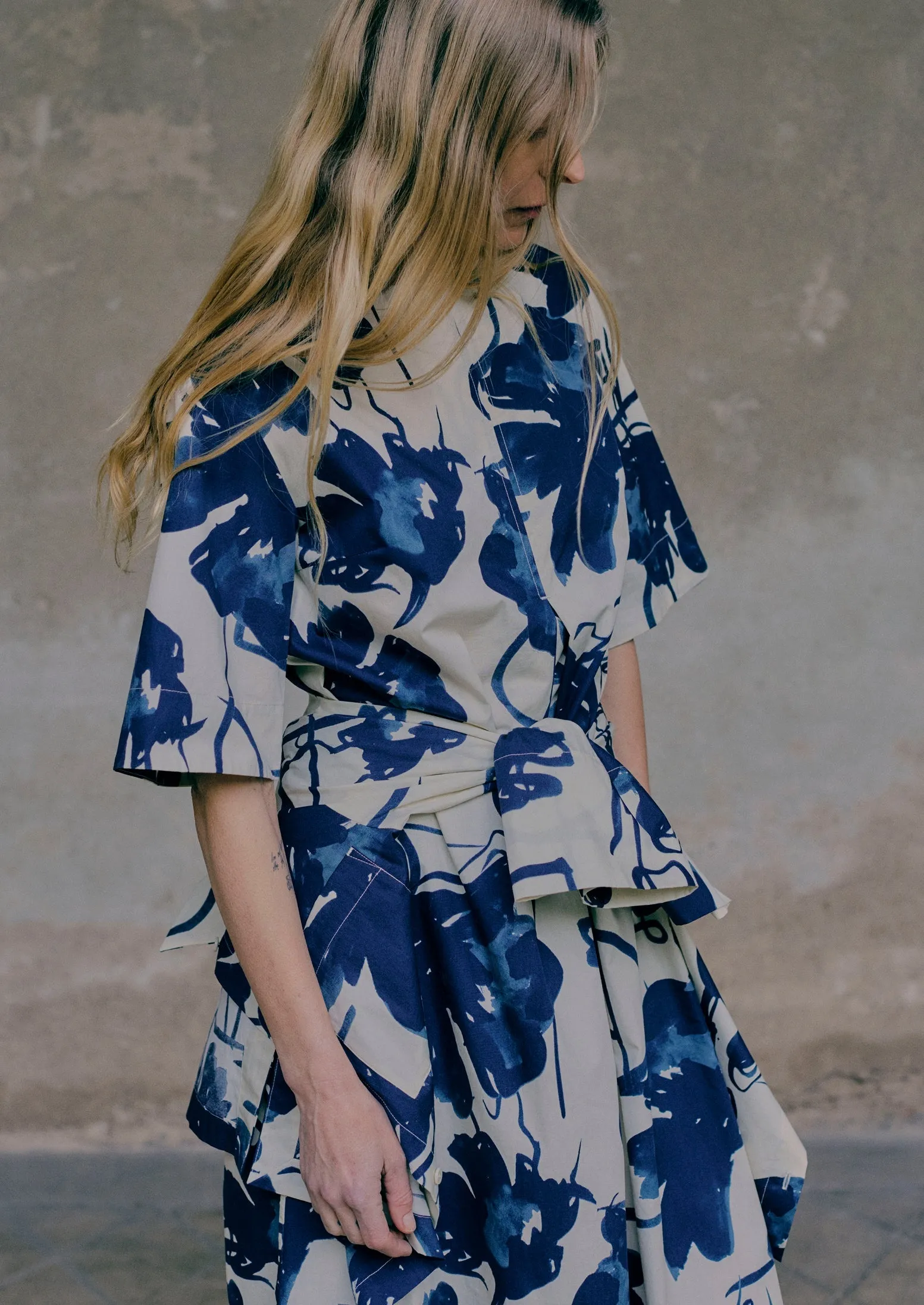 Pen And Ink Print Cotton Dress | Ink Blue sold by TOAST product image thumbnail 4