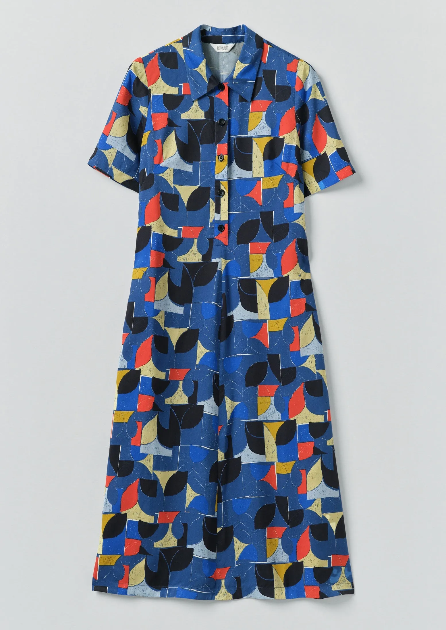 Paintbox Print Fluid Shirt Dress | Delft sold by TOAST