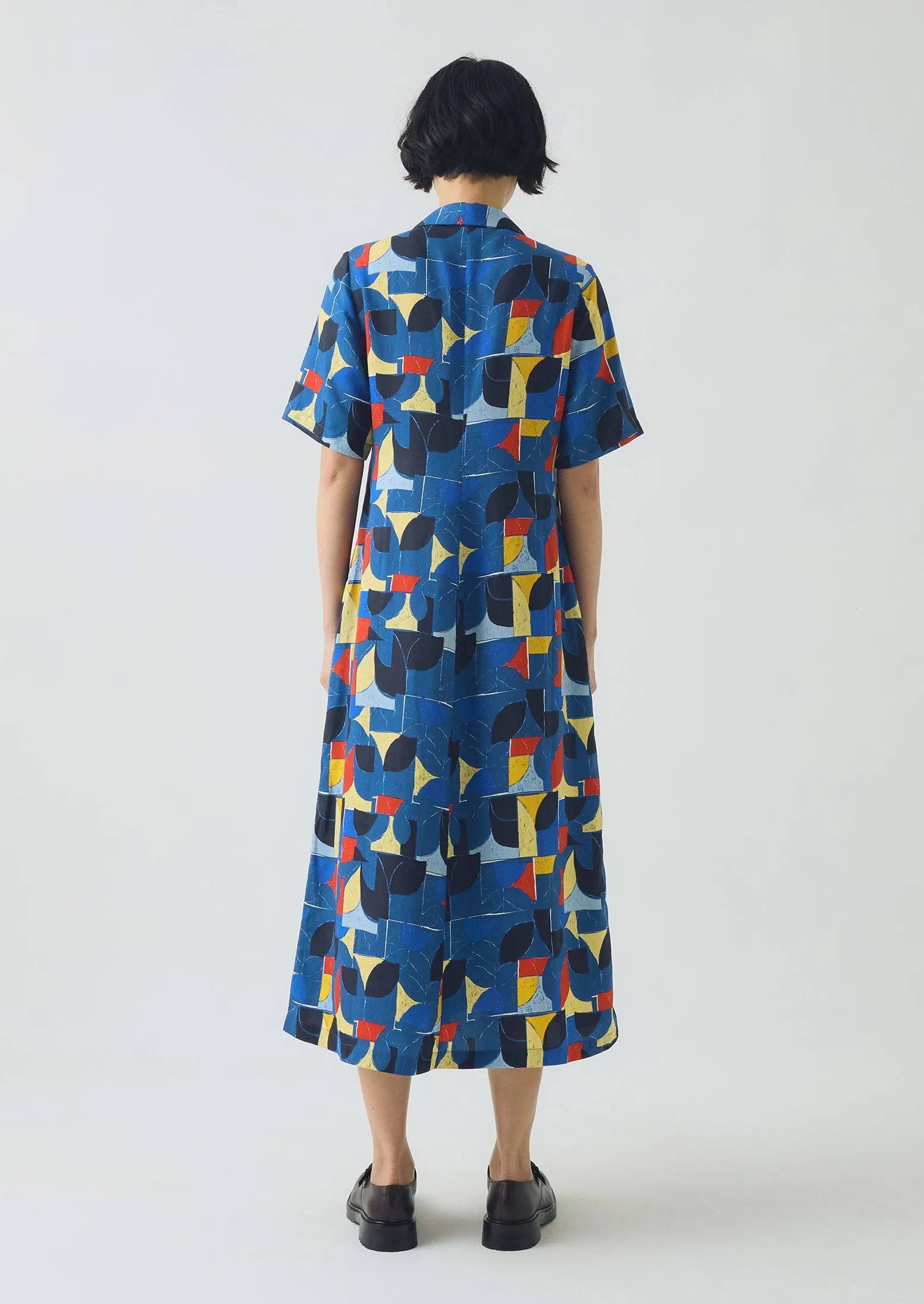 Paintbox Print Fluid Shirt Dress | Delft sold by TOAST product image thumbnail 4