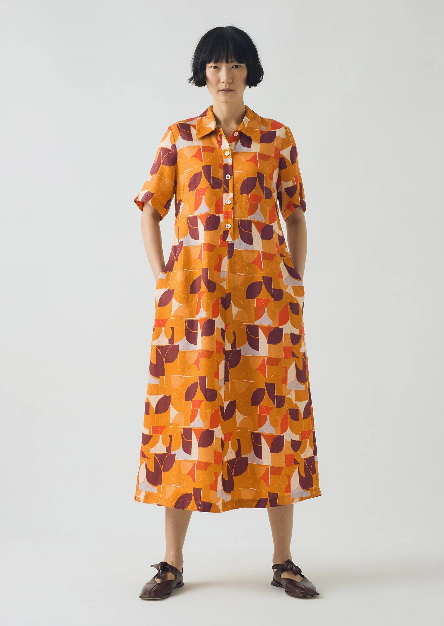 Paintbox Print Fluid Shirt Dress | Ginger sold by TOAST product image thumbnail 2