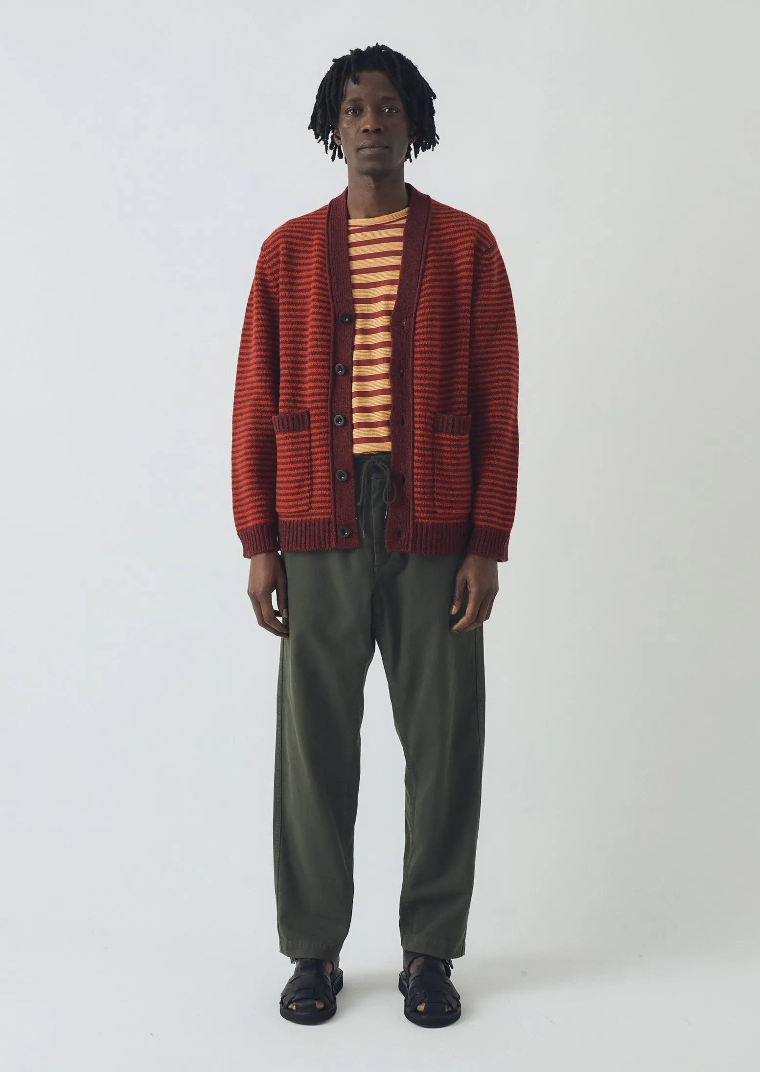 Striped Wool Cardigan | Cardinal Red/Plum sold by TOAST product image thumbnail 4