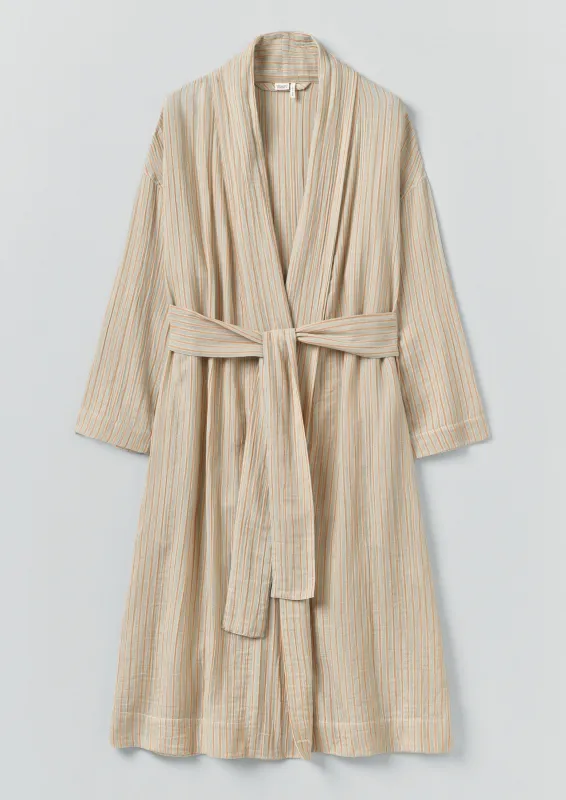 Stripe Crinkle Cotton Gown | Sage/Apricot sold by TOAST