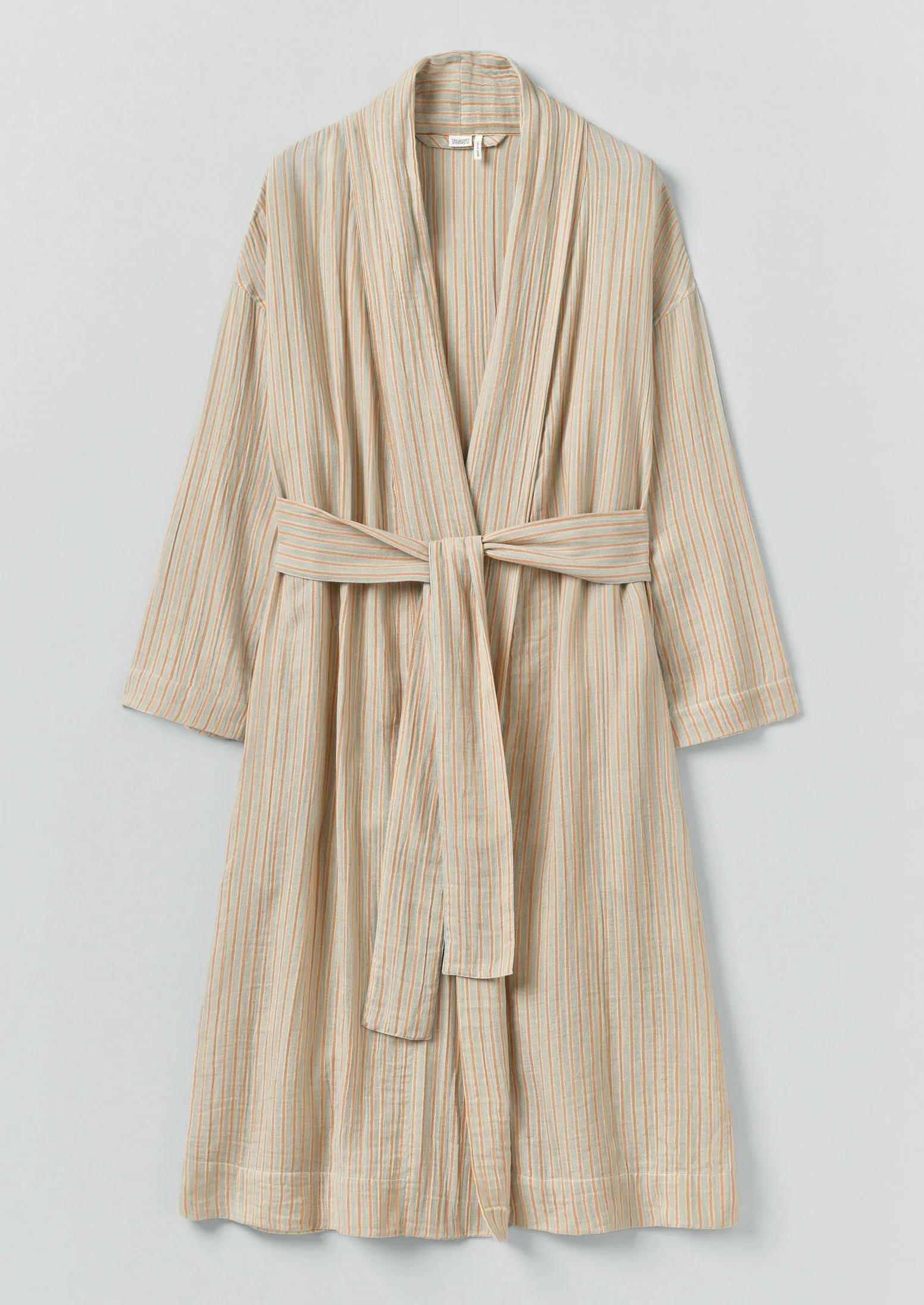 Stripe Crinkle Cotton Gown | Sage/Apricot sold by TOAST