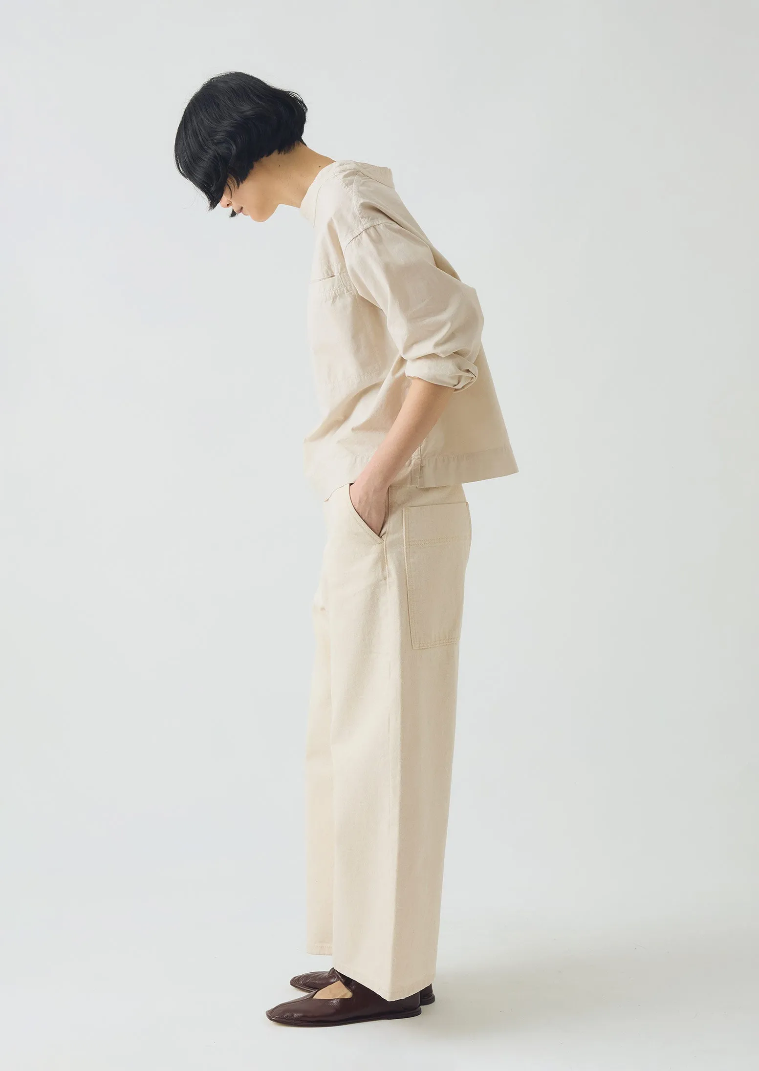 Relaxed Wide Leg Denim Trousers | Ecru sold by TOAST product image thumbnail 5