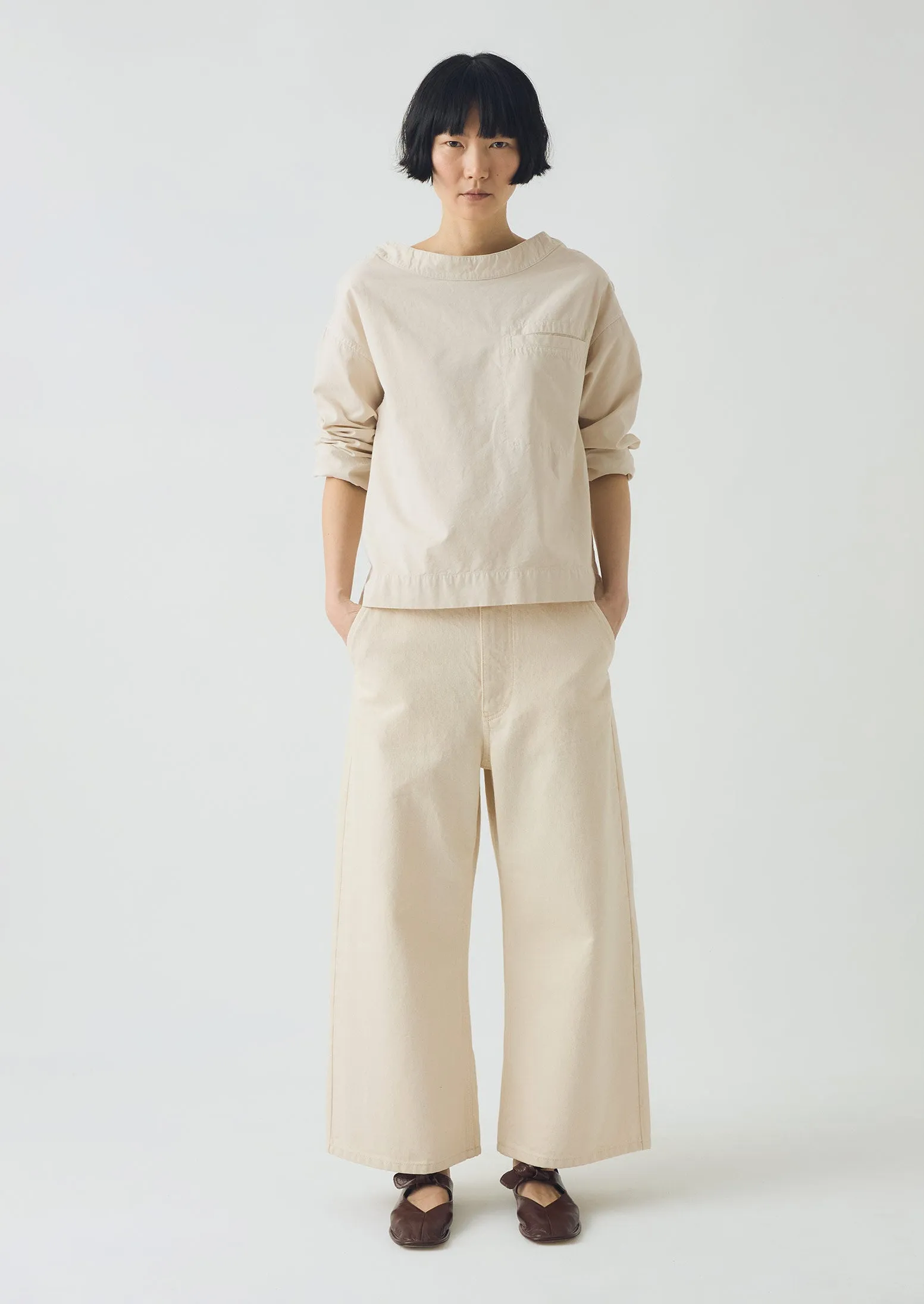 Relaxed Wide Leg Denim Trousers | Ecru sold by TOAST product image thumbnail 4